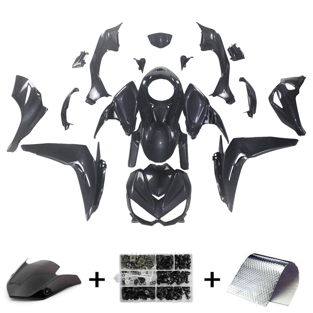 Amotopart 2014-2017 Z1000 Kawasaki Carbon Fiber Black Fairing Kit