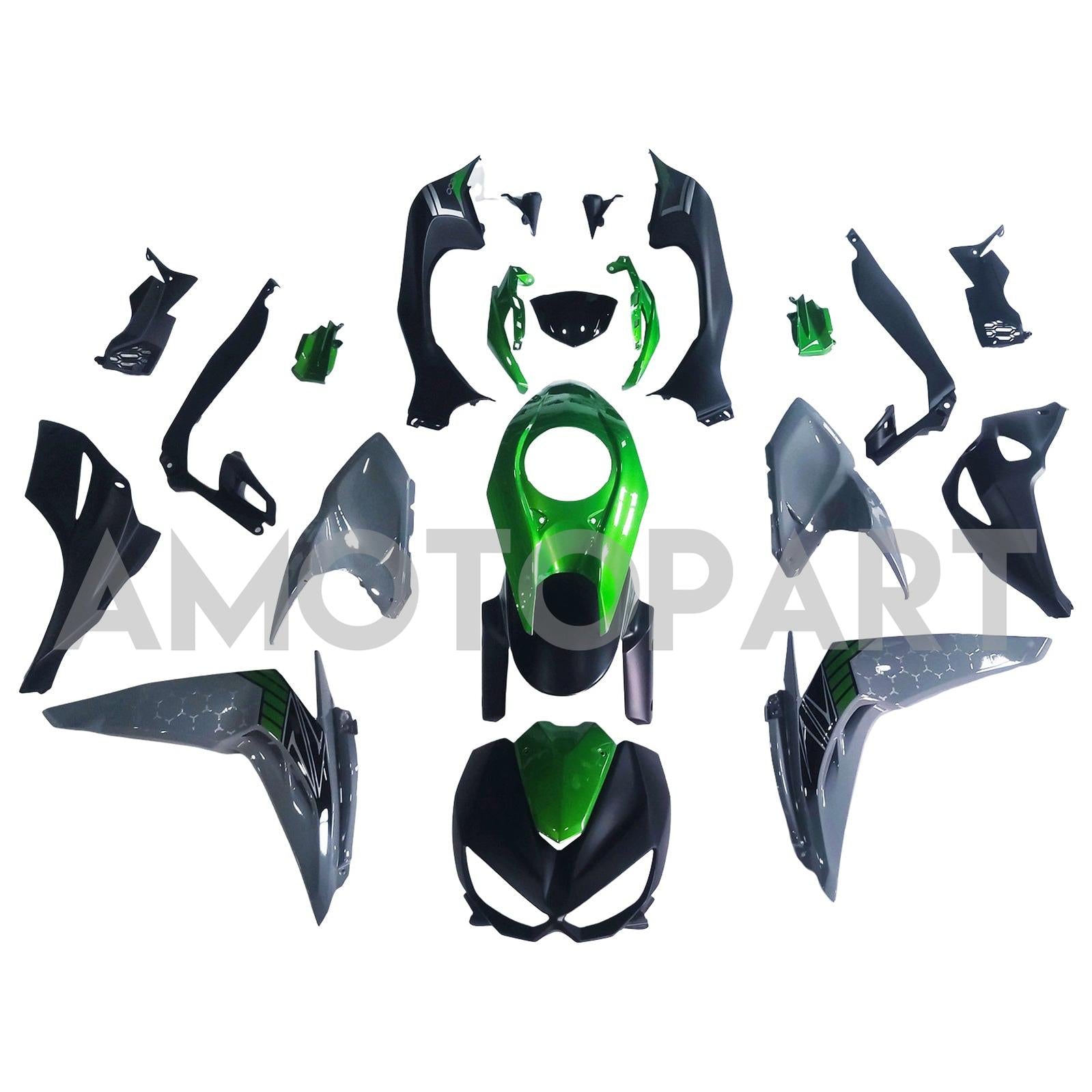 Amotopart 2014-2017 Kawasaki Z1000 Black Green Fairing Kit