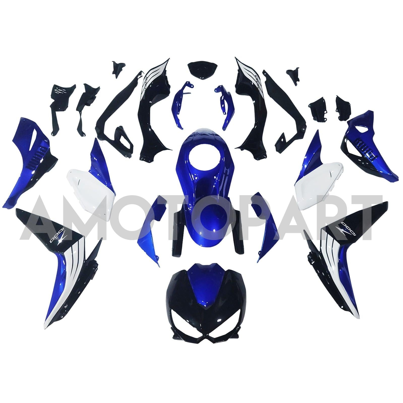 Amotopart 2014-2017 Kawasaki Z1000 Black White Blue Fairing Kit