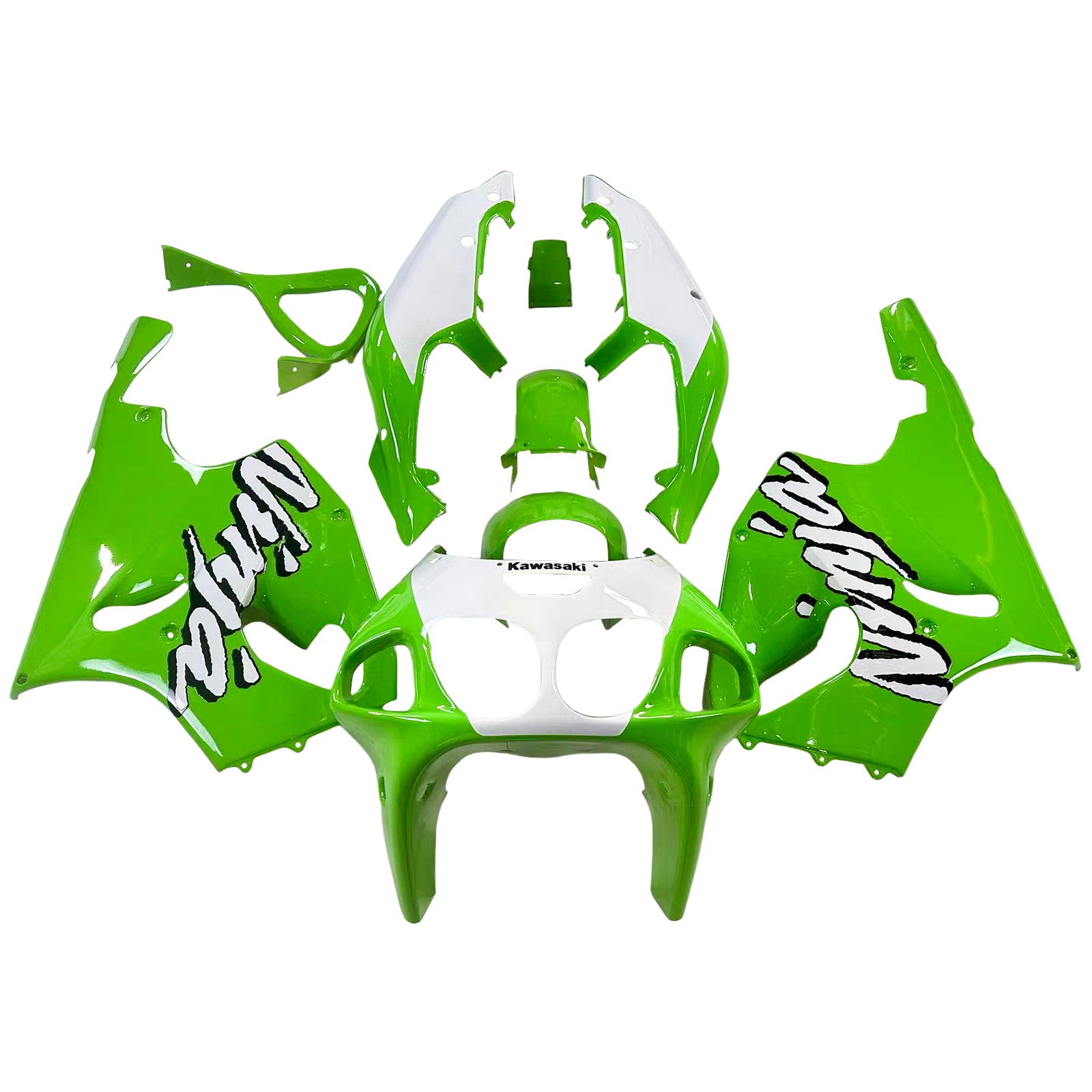 Amotopart 1996-2003 Kawasaki ZX7R vert avec kit de carénage logo blanc