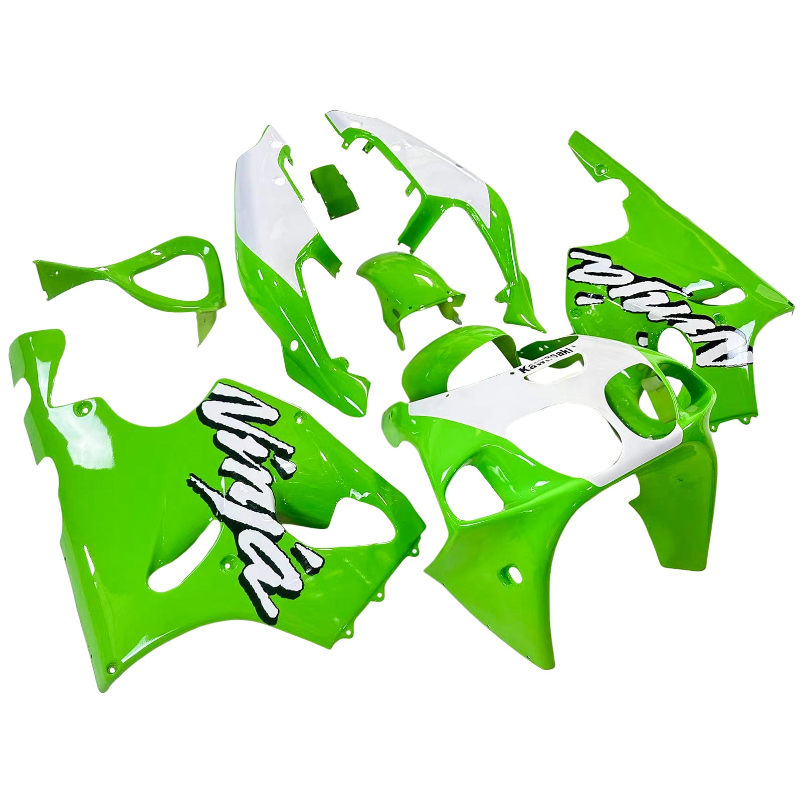 Amotopart 1996-2003 Kawasaki ZX7R verde con kit carenatura logo bianco