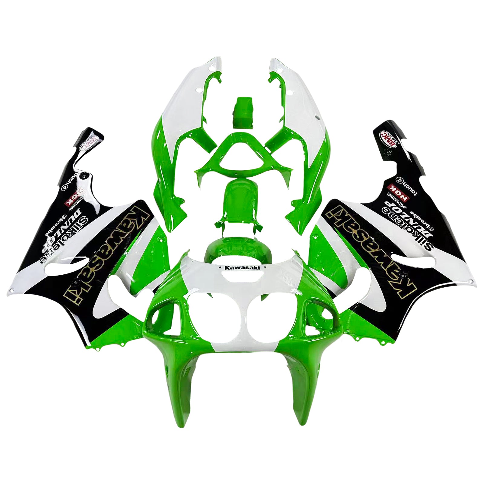 Amotopart 1996-2003 Kawasaki ZX7R Green Style3 Fairing Kit