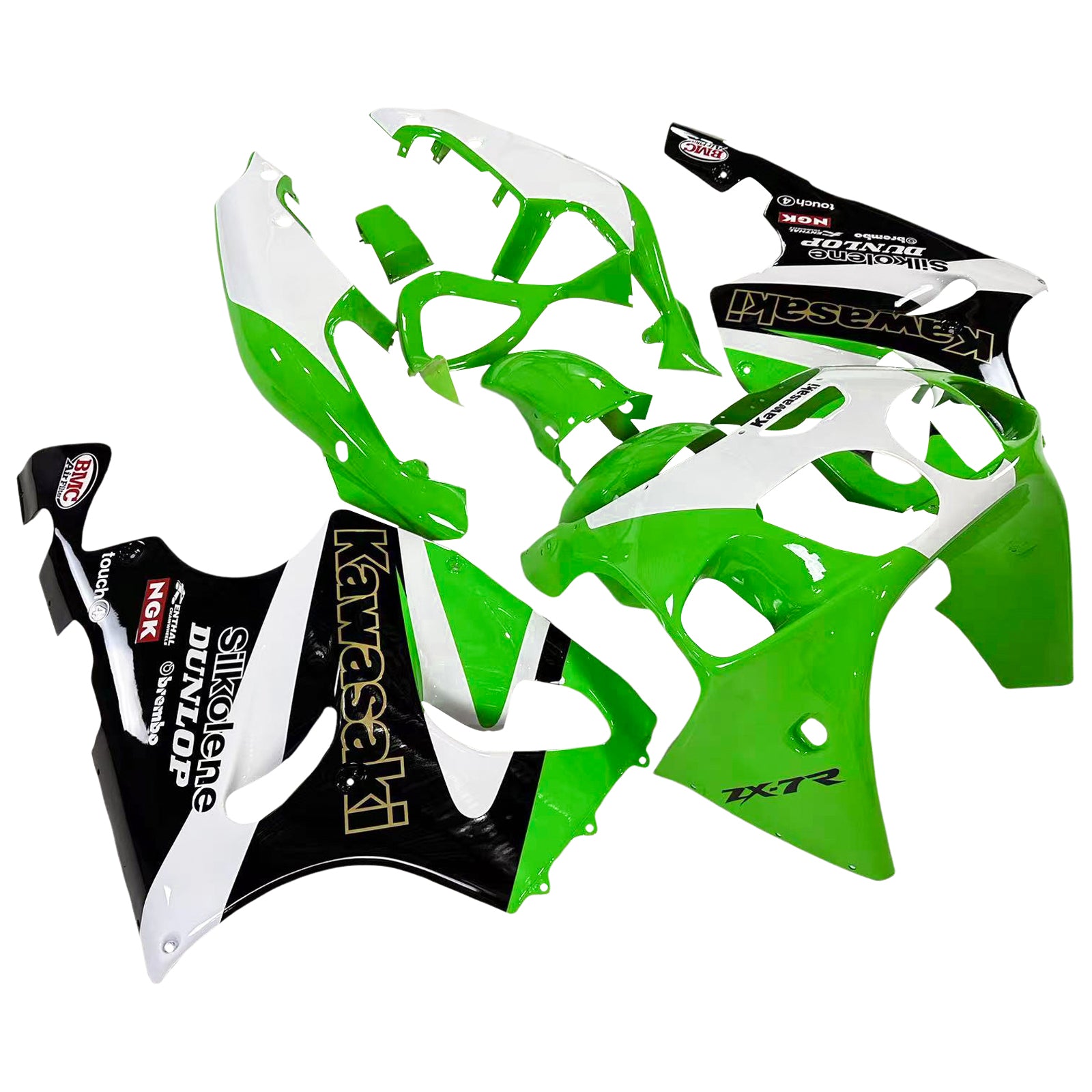 Amotopart 1996-2003 Kawasaki ZX7R Green Style3 Fairing Kit