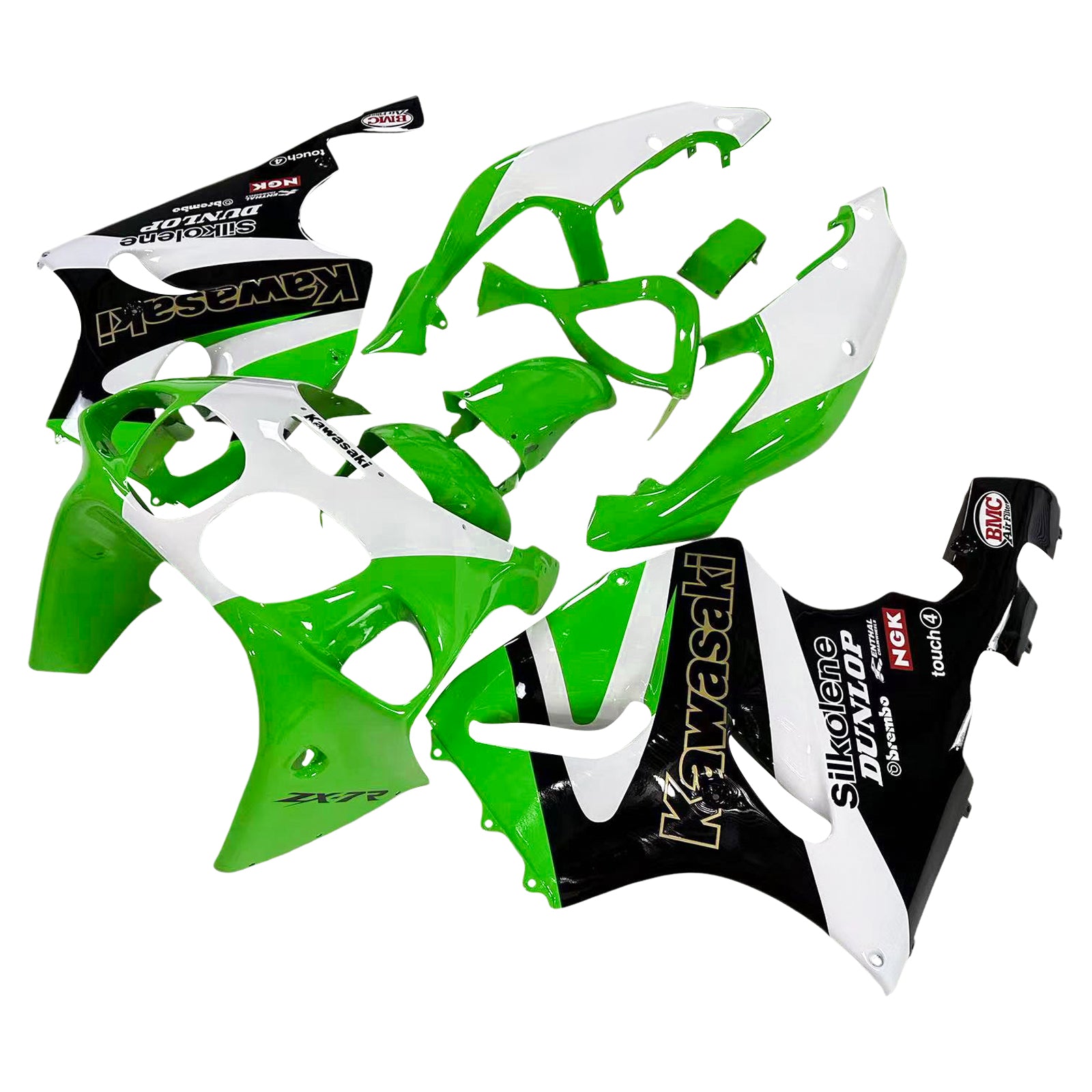 Amotopart 1996-2003 Kawasaki ZX7R Green Style3 Fairing Kit