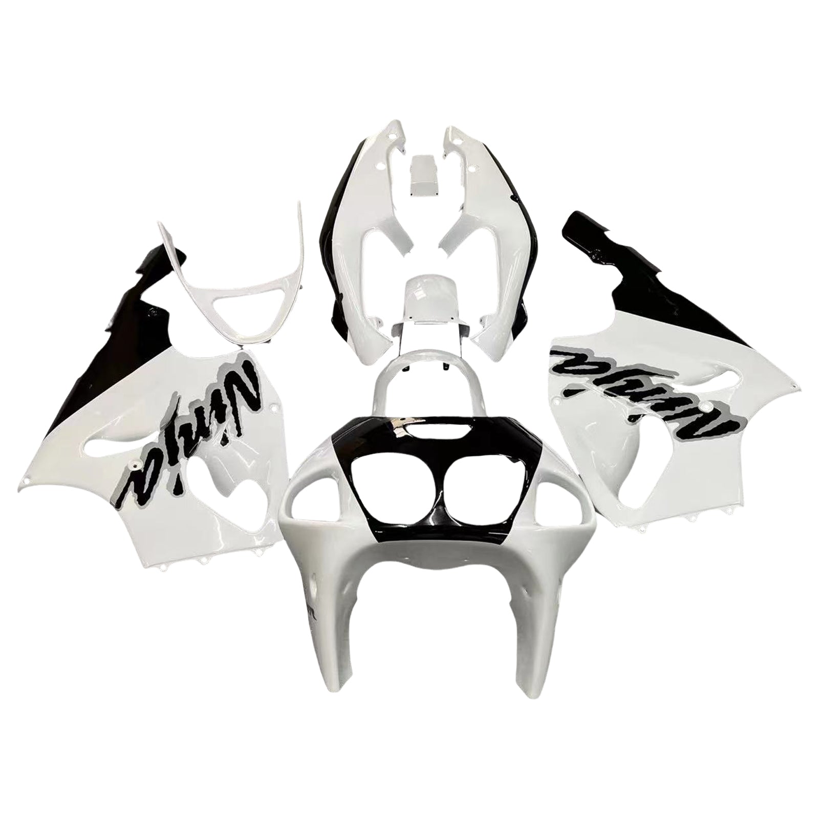 Amotopart 1996-2003 Kawasaki ZX7R White&Black Logo Fairing Kit