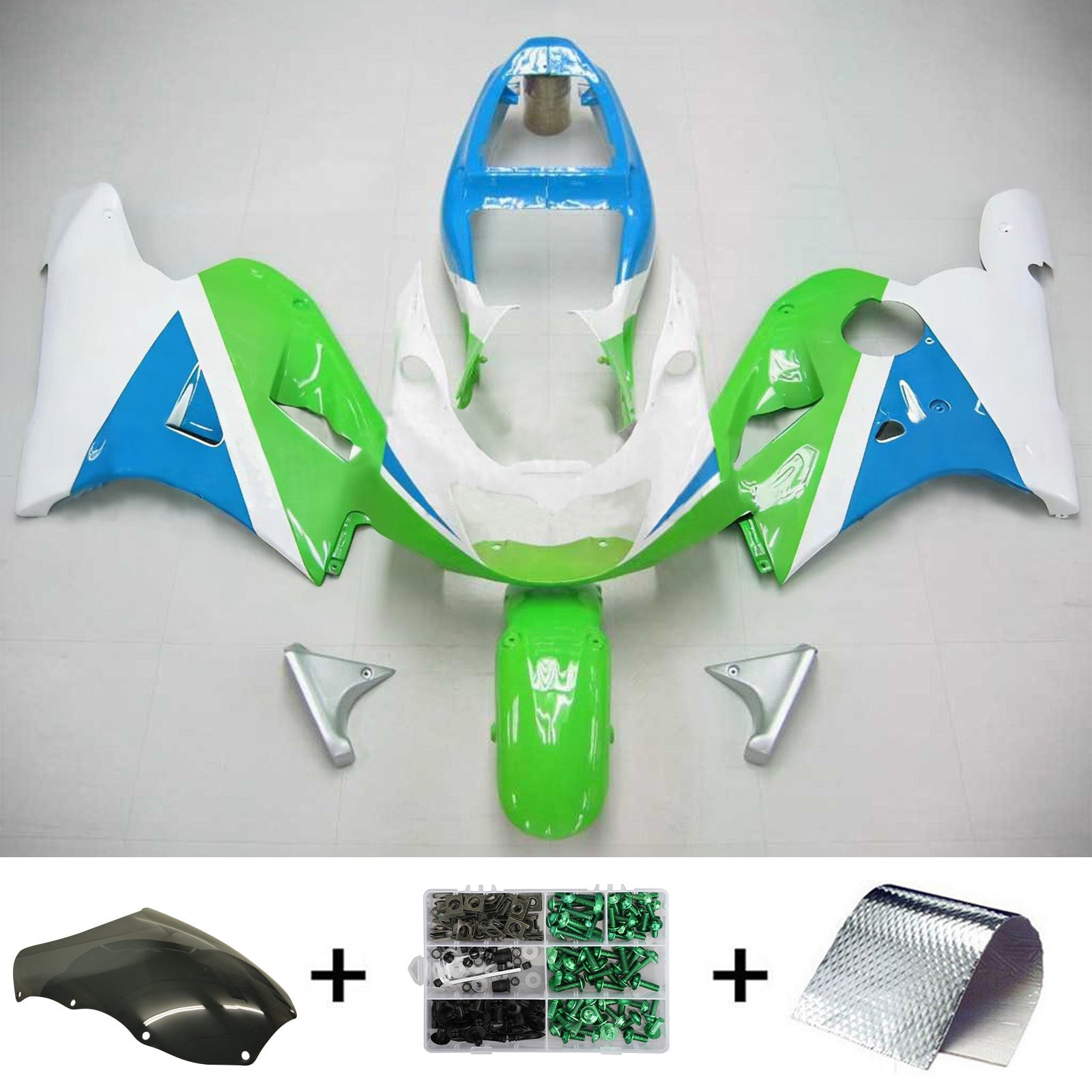 Amotopart Kawasaki ZXR400 1992-1996
Kit carena verde bianco