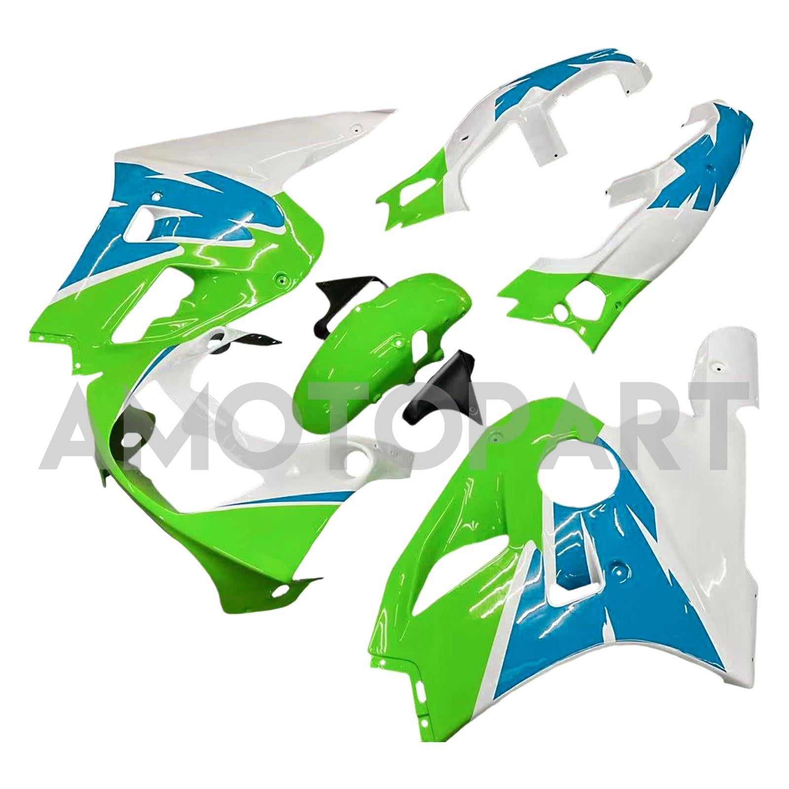 Amotopart Kawasaki ZXR400 1992-1996 グリーン ブルー ホワイト フェアリングキット
