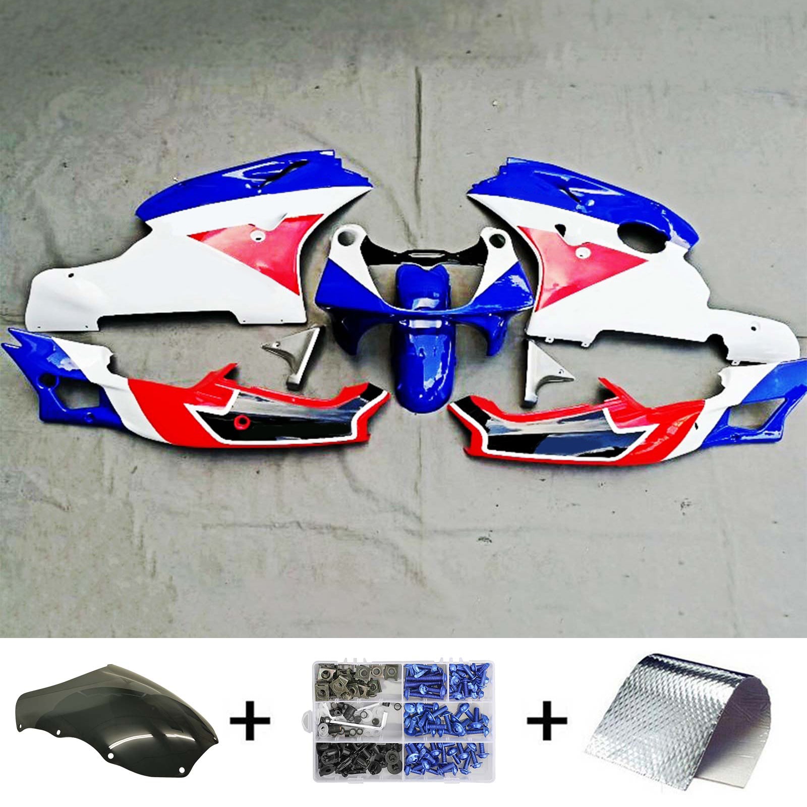 Amotopart 1992-1996 ZXR400 KAWASAKI BLUE & RED FAINING KIT