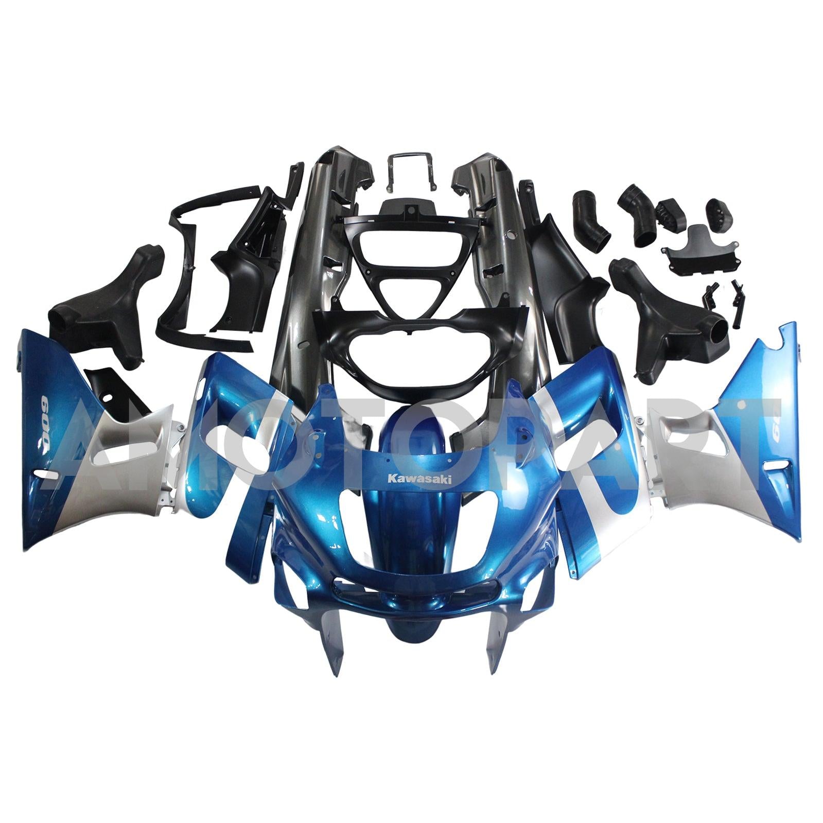 Amotopart Kawasaki ZZR400 1993-2007/ZZR600 1993-2003 Blue Sliver Fairing Kit