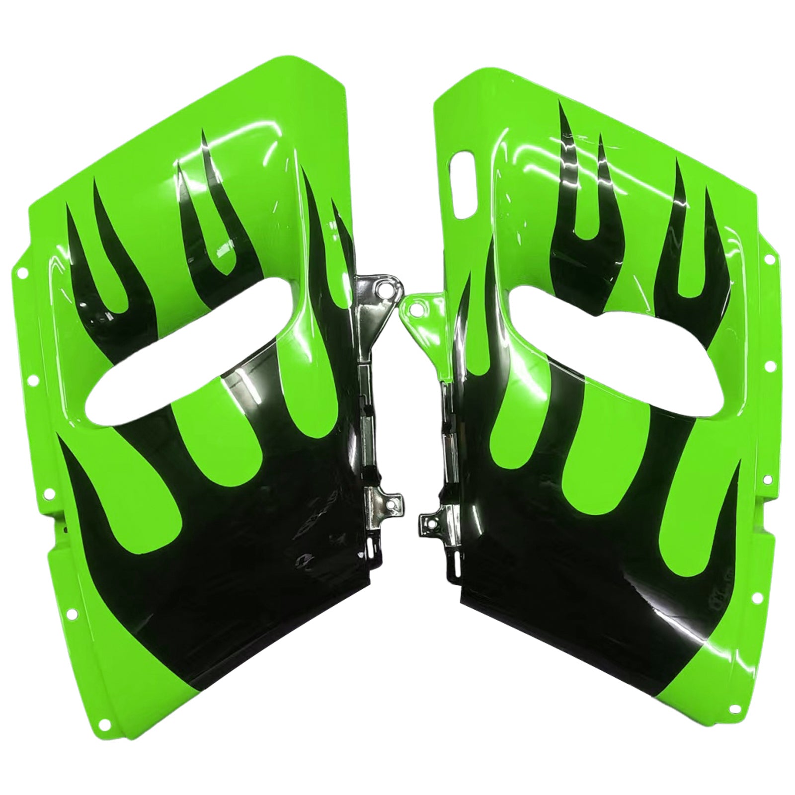 Amotopart ZZR400 1993-2007 ZZR600 1998-2003 Kawasaki Green&Black Flame Style4 Fairing Kit