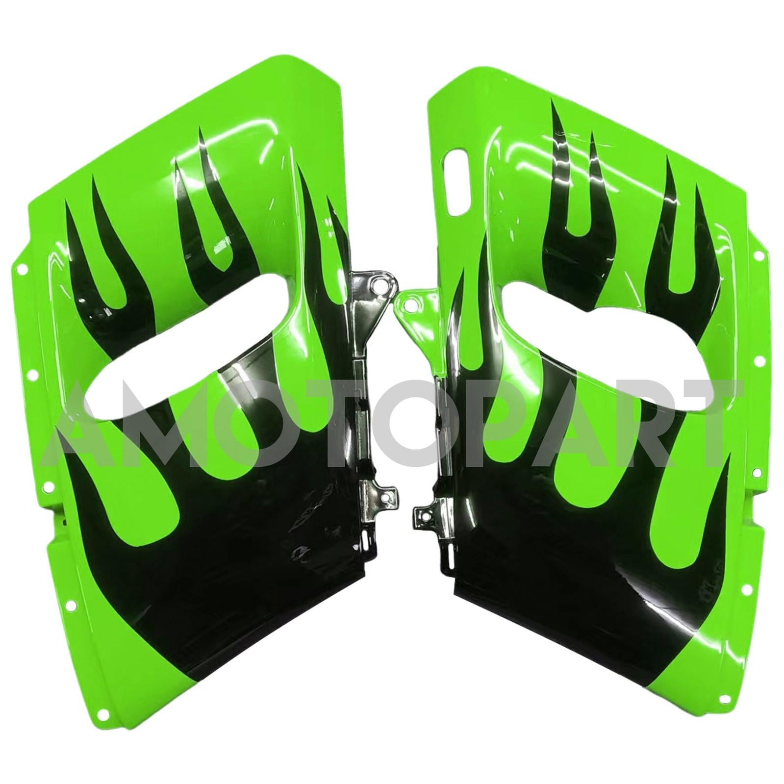 Amotopart ZZR400 1993-2007 ZZR600 1998-2003 Kawasaki Green & Black Flame Style4 Fairing Kit