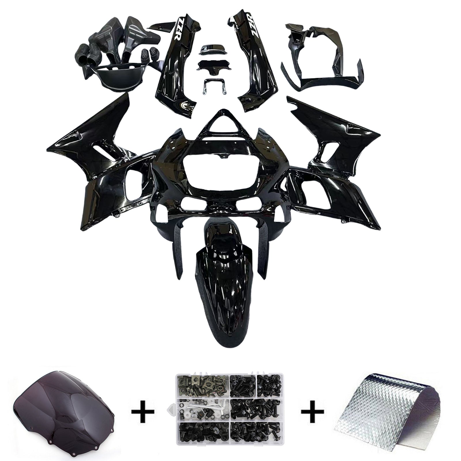 Amotopart ZZR400 1993-2007 ZZR600 1998-2003 Kawasaki Gloss Black Fairi