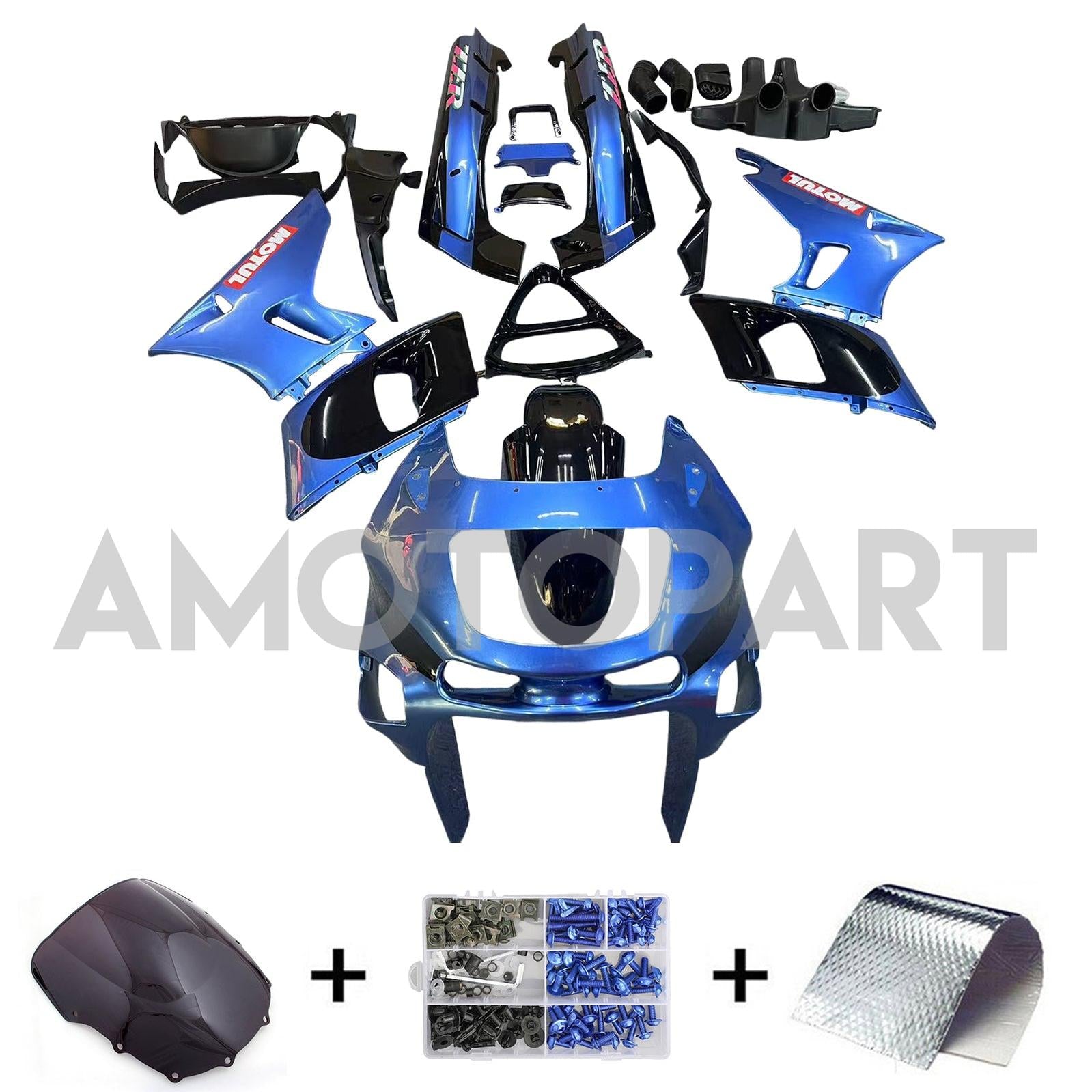 Amotopart ZZR400 1993-2007 ZZR600 1998-2003 Kawasaki Blue Fairing Kit