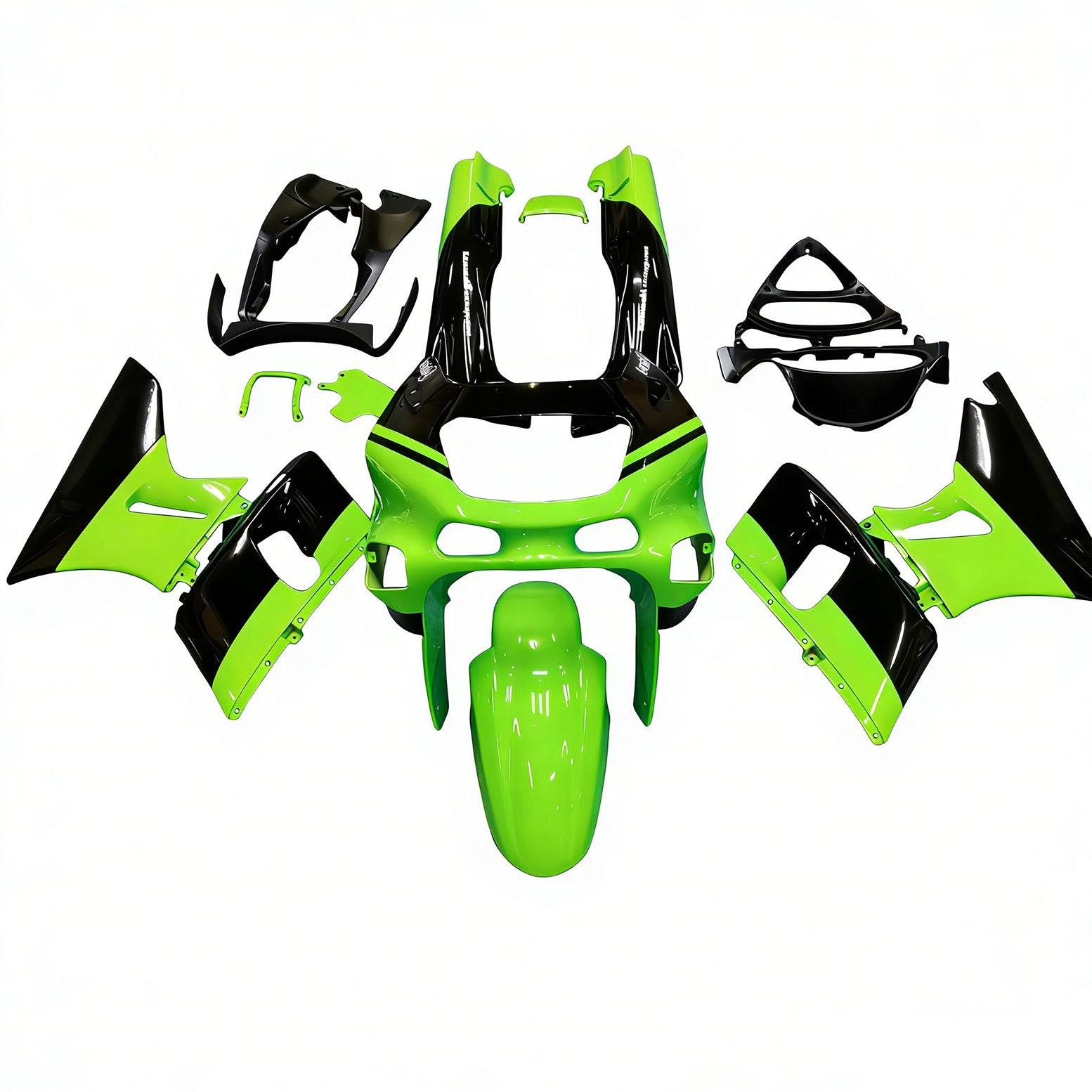 Amotopart ZZR400 1993-2007 ZZR600 1998-2003 Kawasaki Green & Black Style2 Fairing Kit