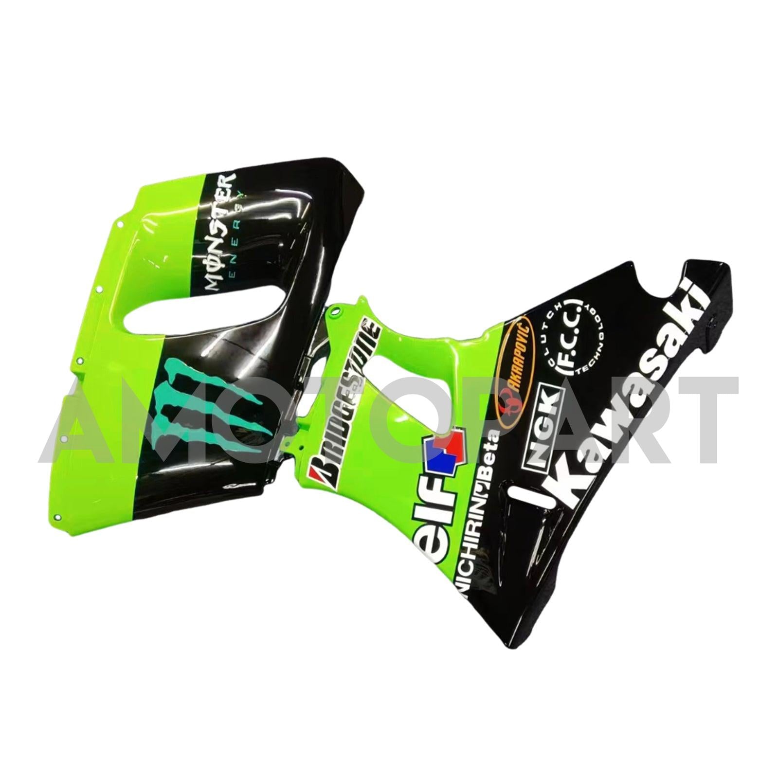Amotopart ZZR400 1993-2007 ZZR600 1998-2003 Kawasaki グリーン&ブラック Style2 フェアリングキット