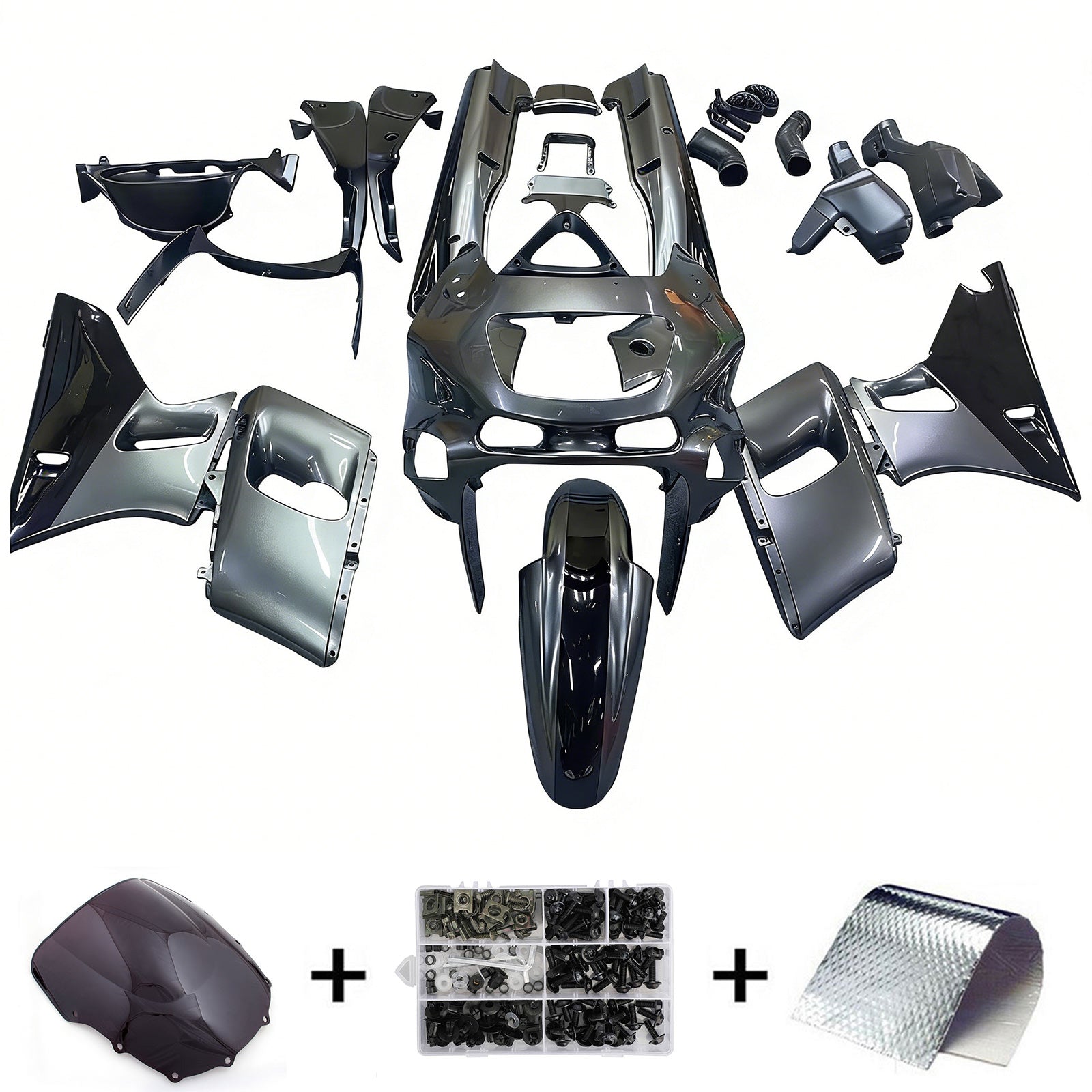 Amotopart ZZR400 1993-2007 ZZR600 1998-2003 Kawasaki Gloss Gray Fairing Kit