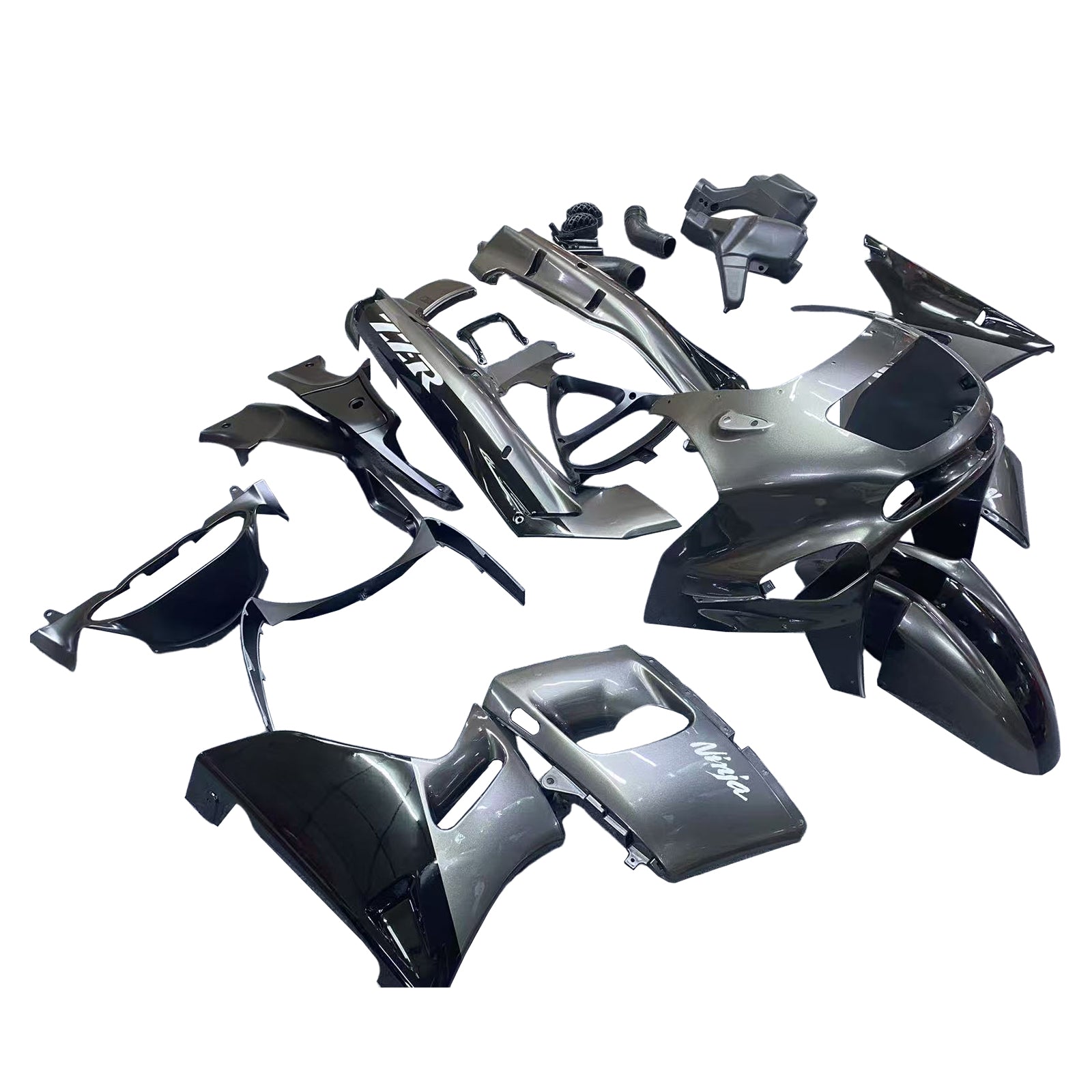 Amotopart ZZR400 1993–2007 ZZR600 1998–2003 Kawasaki glänzend graues Verkleidungsset