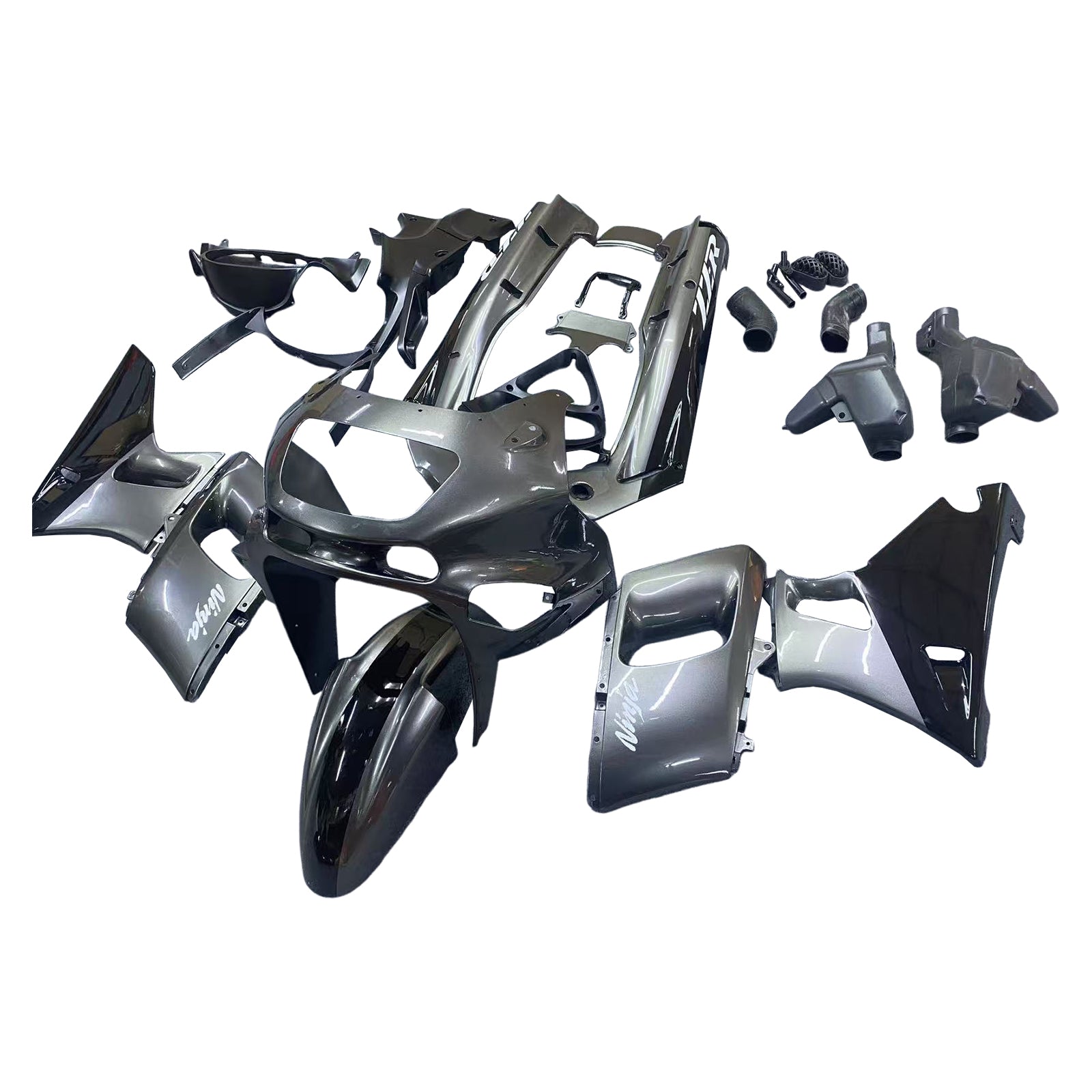 Amotopart ZZR400 1993–2007 ZZR600 1998–2003 Kawasaki glänzend graues Verkleidungsset
