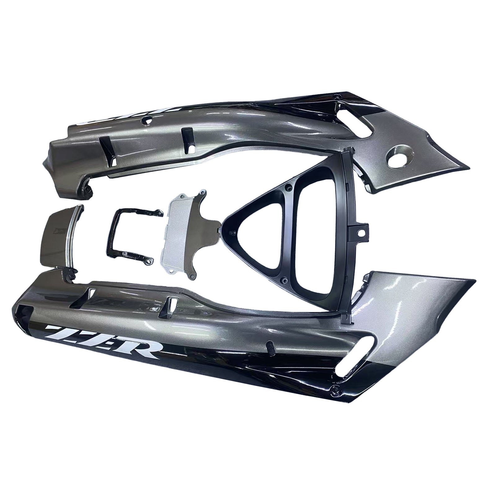 Amotopart ZZR400 1993–2007 ZZR600 1998–2003 Kawasaki glänzend graues Verkleidungsset