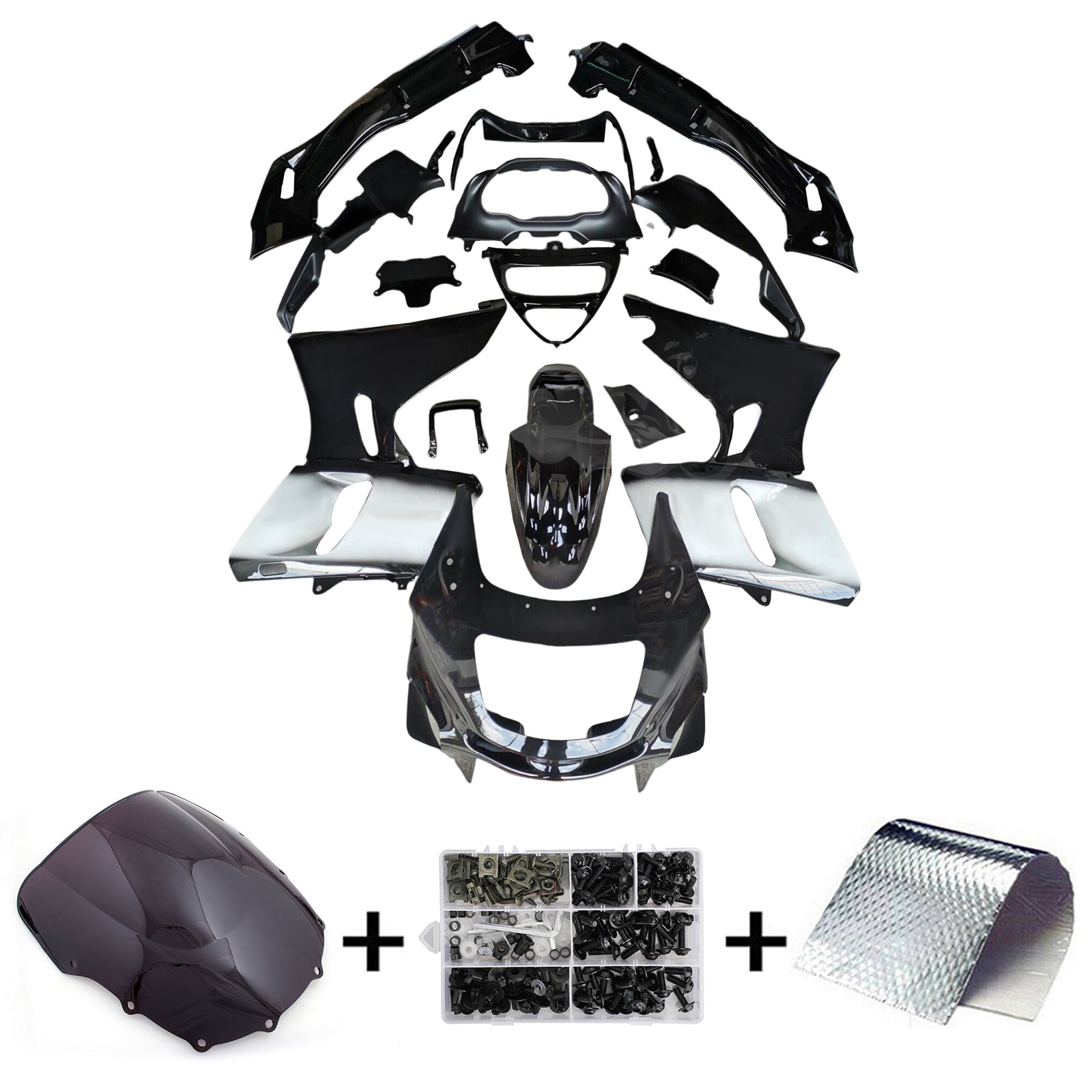Amotopart Kawasaki 93-07 ZZR400 & 98-03 ZZR600 ブラック フェア