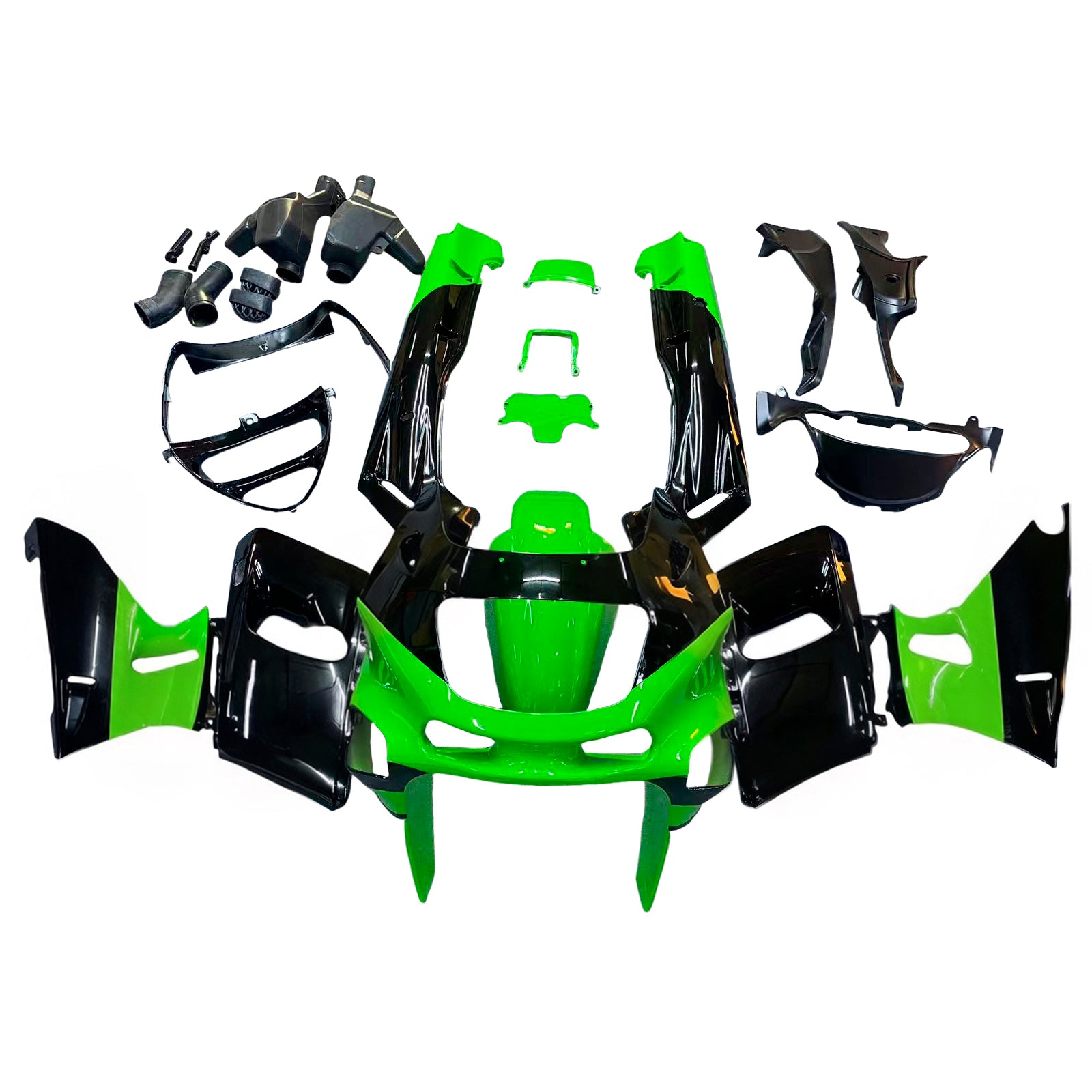 Amotopart Kawasaki 1993-2007 ZZR400 & 1998-2003 ZZR600 Green Black Fairing Kit