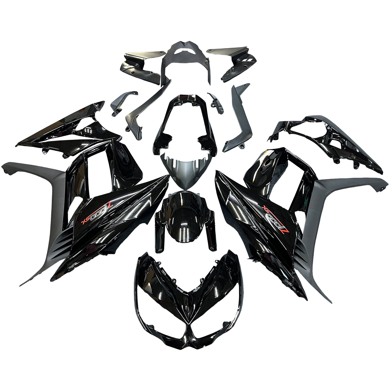 Amotopart 2010-2015 Z1000SX Kawasaki Gloss Black Fairing Kit