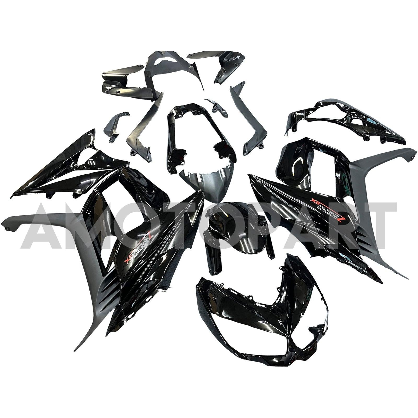 Amotopart 2010-2015 Z1000SX Kawasaki Gloss Black Fairing Kit