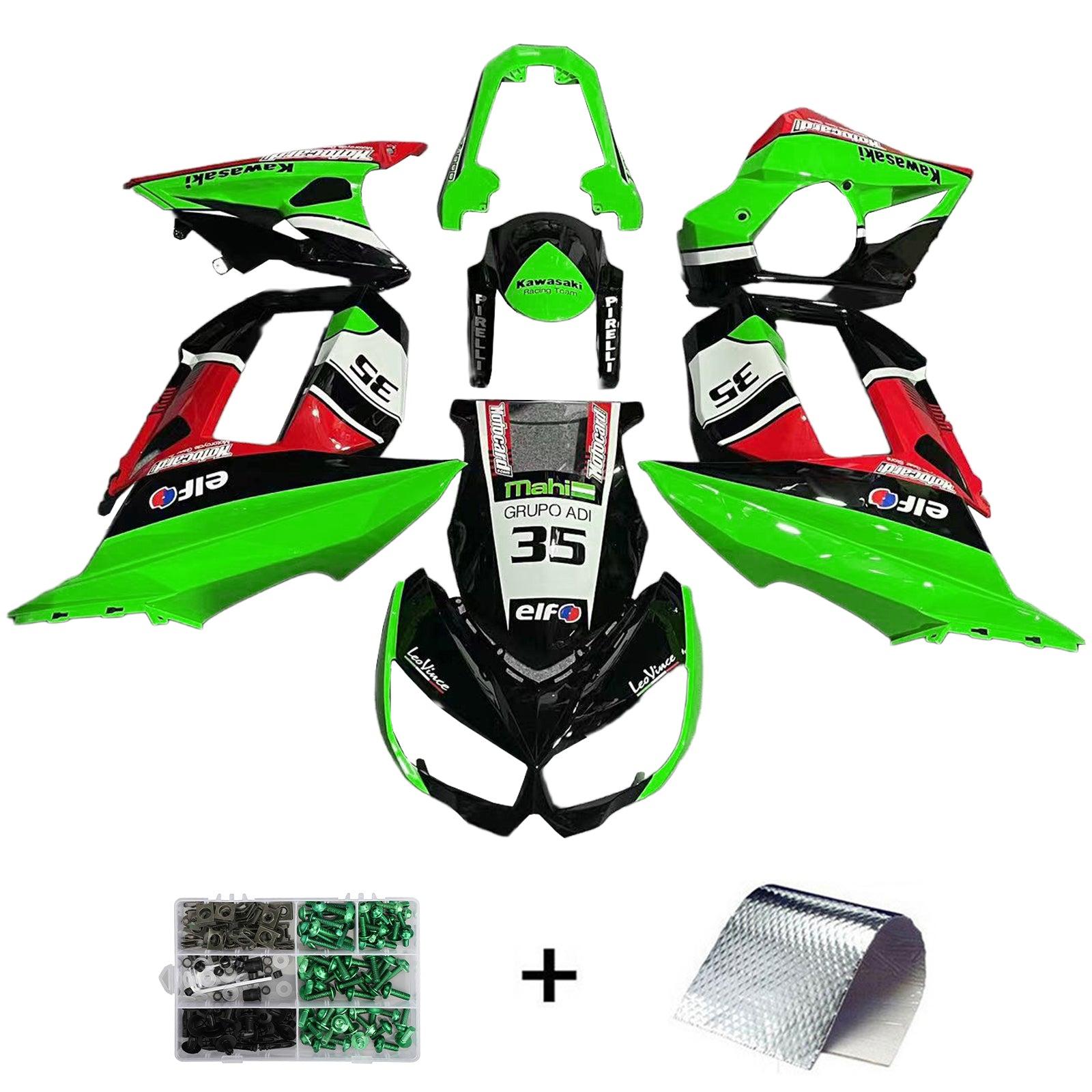 Amotopart 2010-2015 Z1000SX Kawasaki Orange&Green Fairing Kit