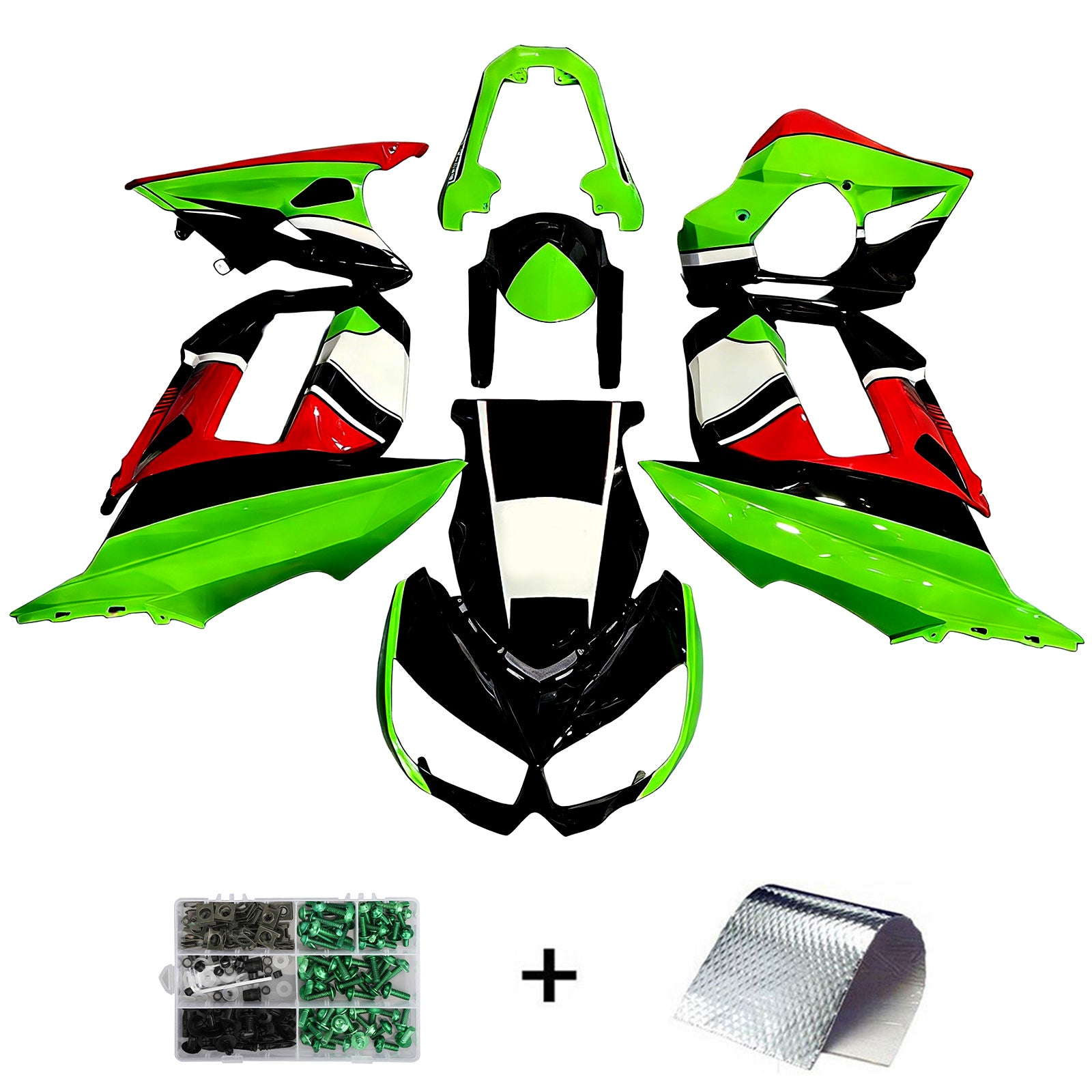 Amotopart 2010-2015 Z1000SX Kawasaki Red & Green Fairing Kit