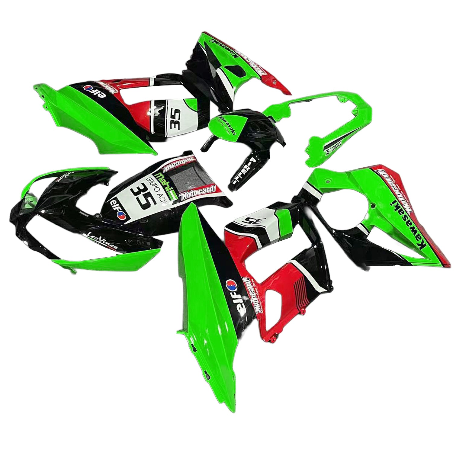 Amotopart 2010-2015 Z1000SX Kawasaki Orange&Green Fairing Kit