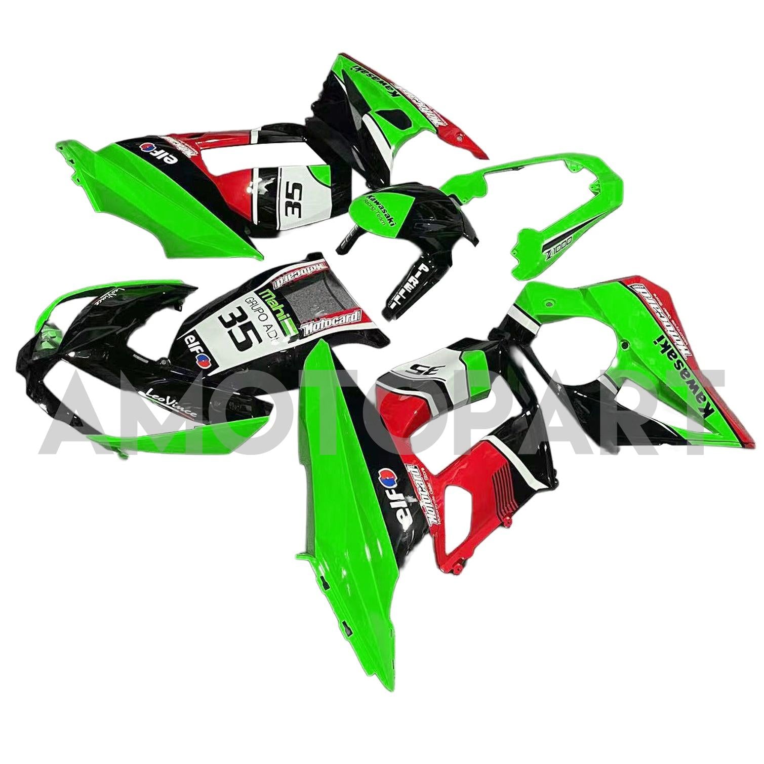 Amotopart 2010-2015 Z1000SX Kawasaki Orange&Green Fairing Kit
