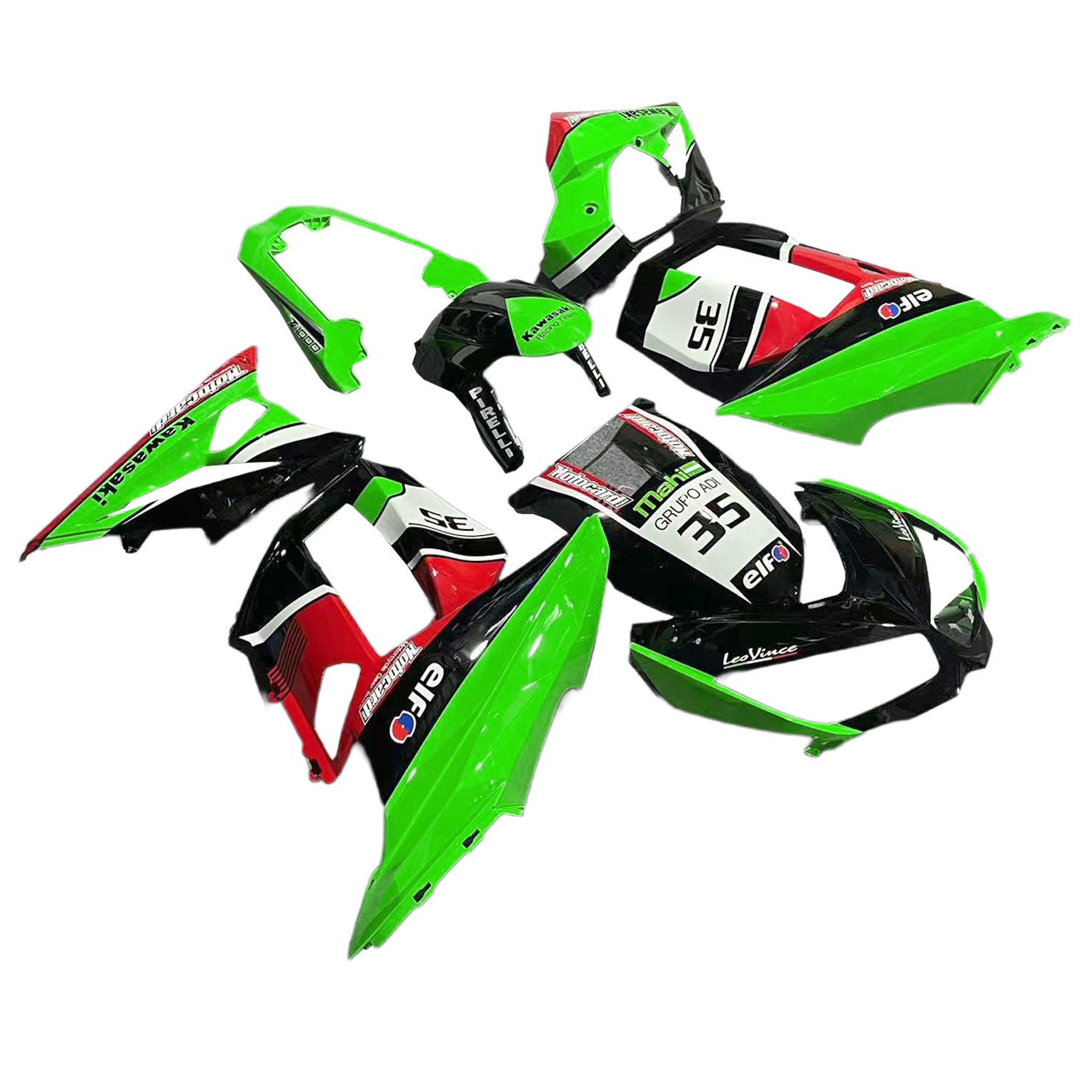 Amotopart 2010-2015 Z1000SX Kawasaki Orange&Green Fairing Kit