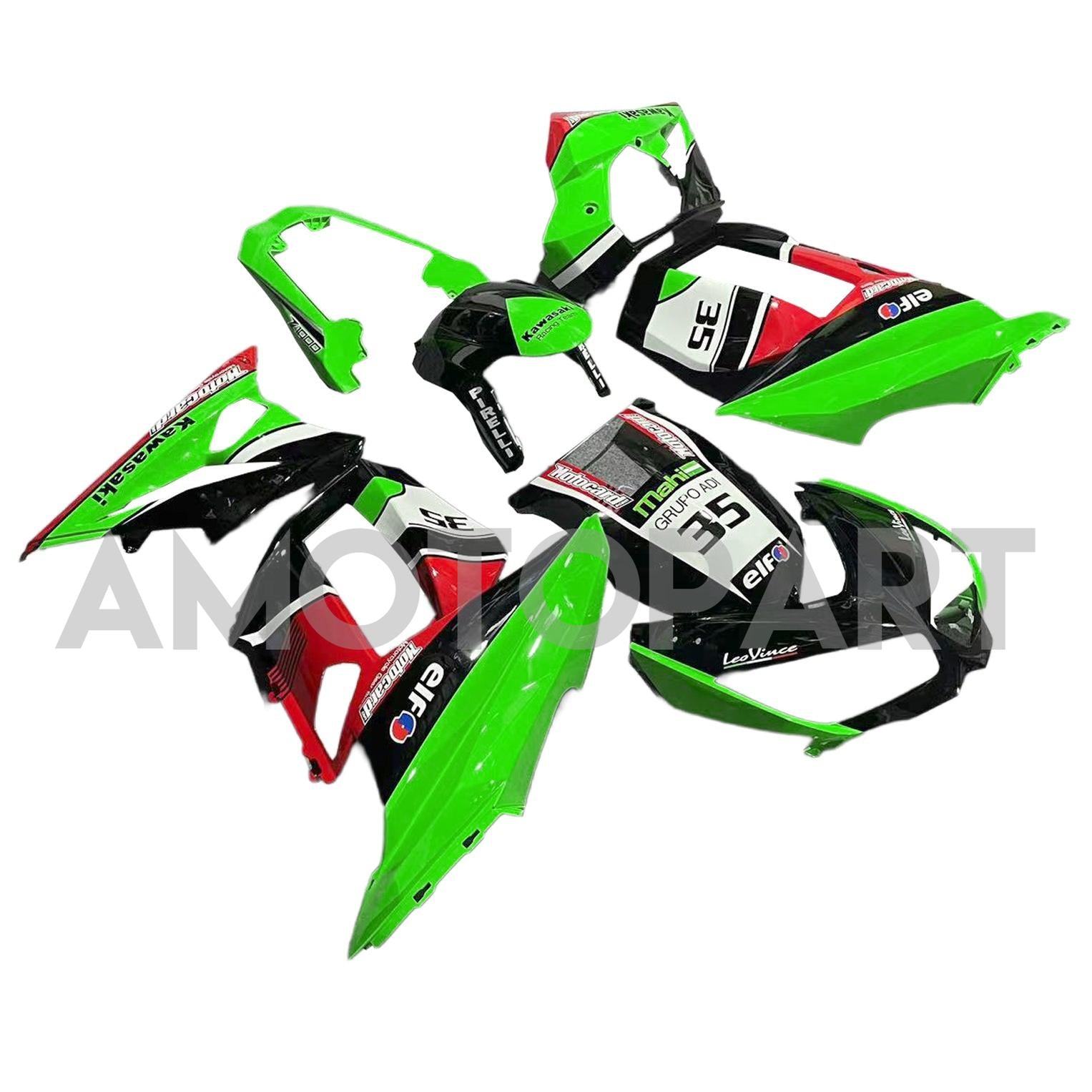 Amotopart 2010-2015 Z1000SX Kawasaki Orange&Green Fairing Kit