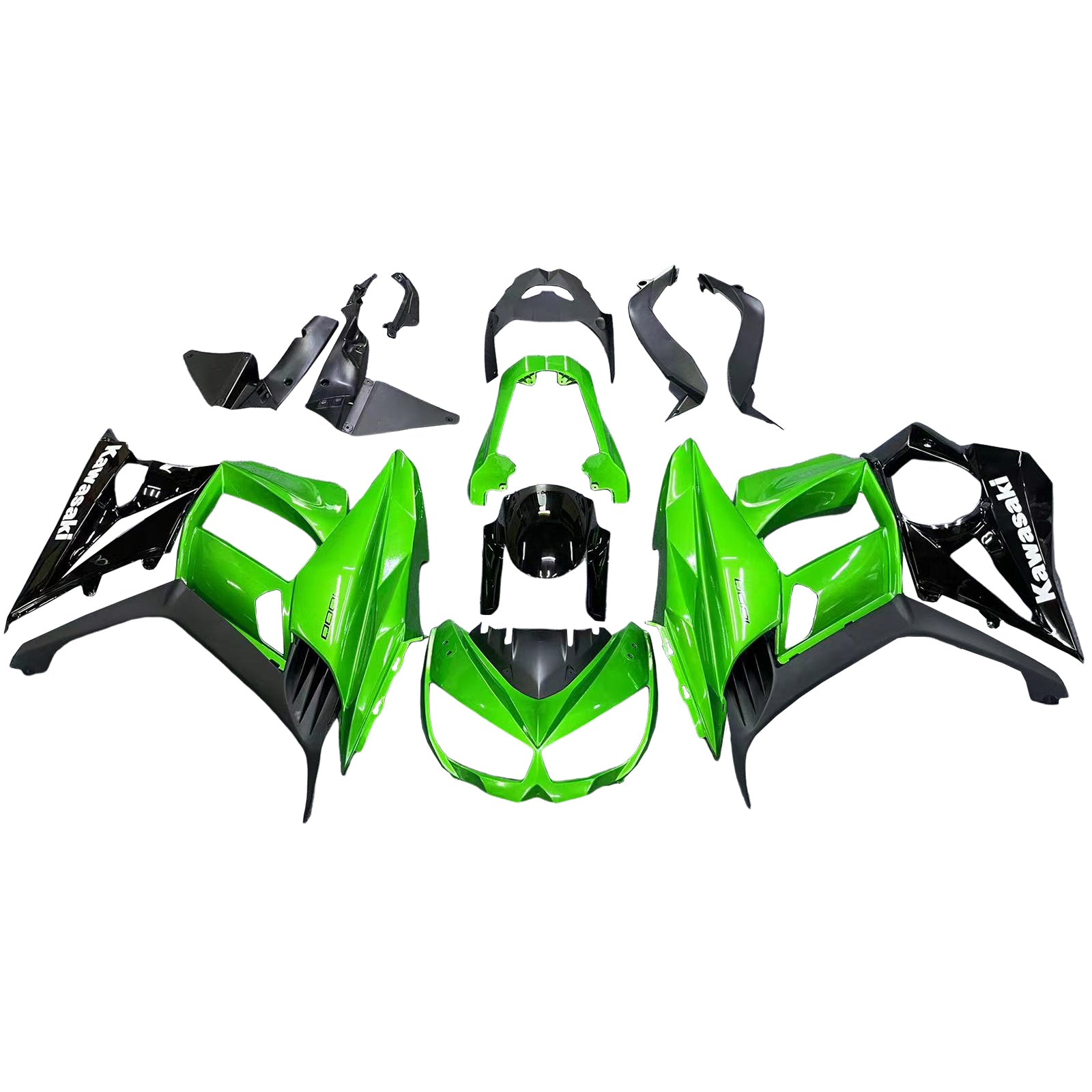 Amotopart 2010-2015 Z1000SX Kawasaki Green&Black Fairing Kit