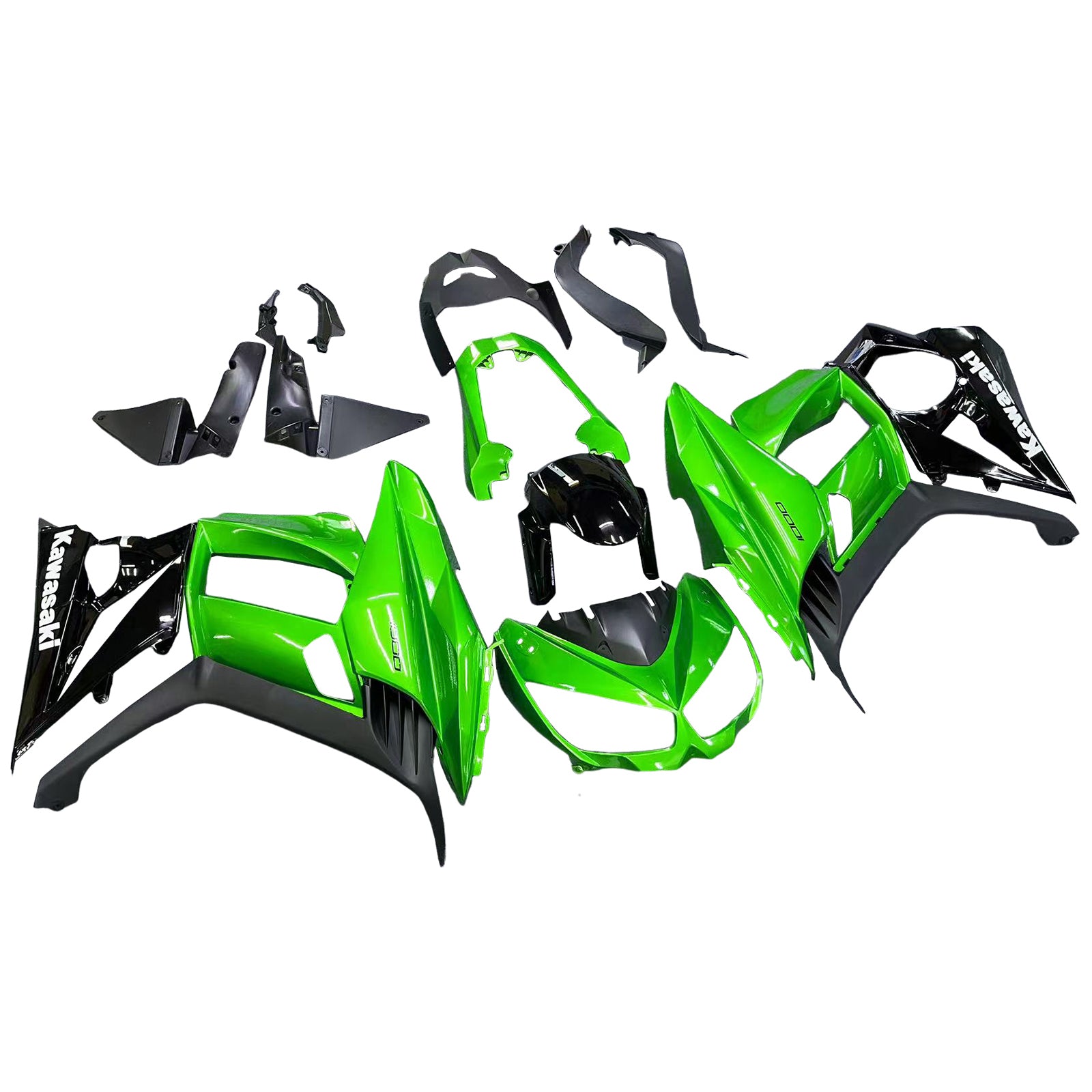 Amotopart 2010-2015 Z1000SX Kawasaki Green&Black Fairing Kit