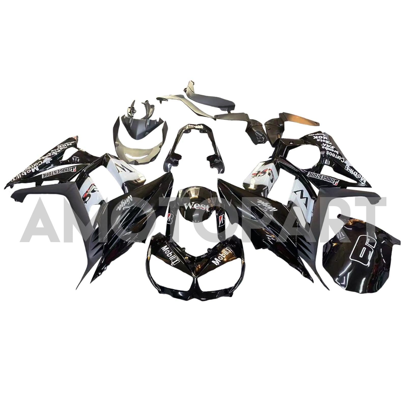 Amotopart 2010-2015 Kawasaki Z1000SX Black White Fairing Kit