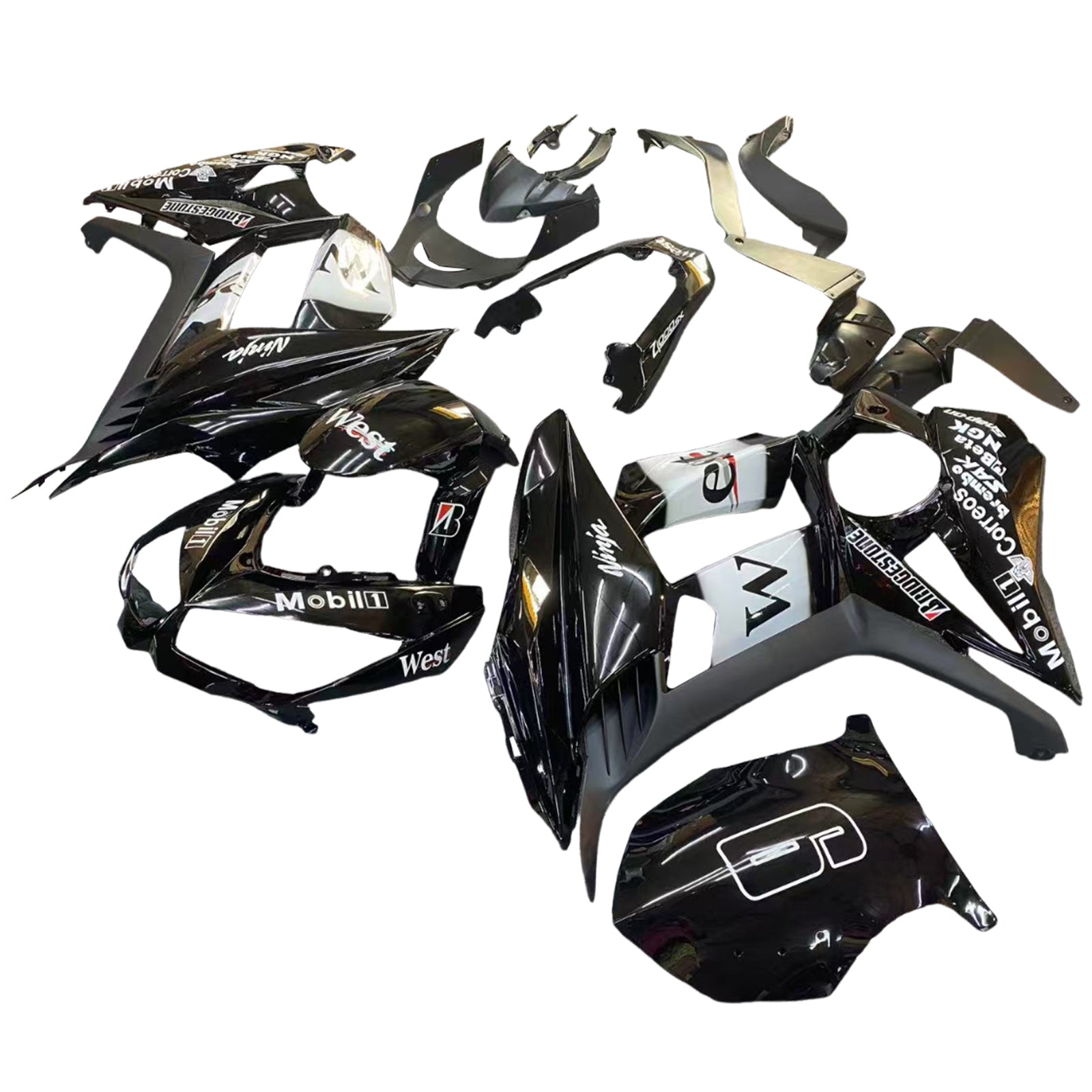 Amotopart 2010-2015 Kawasaki Z1000SX Black White Fairing Kit