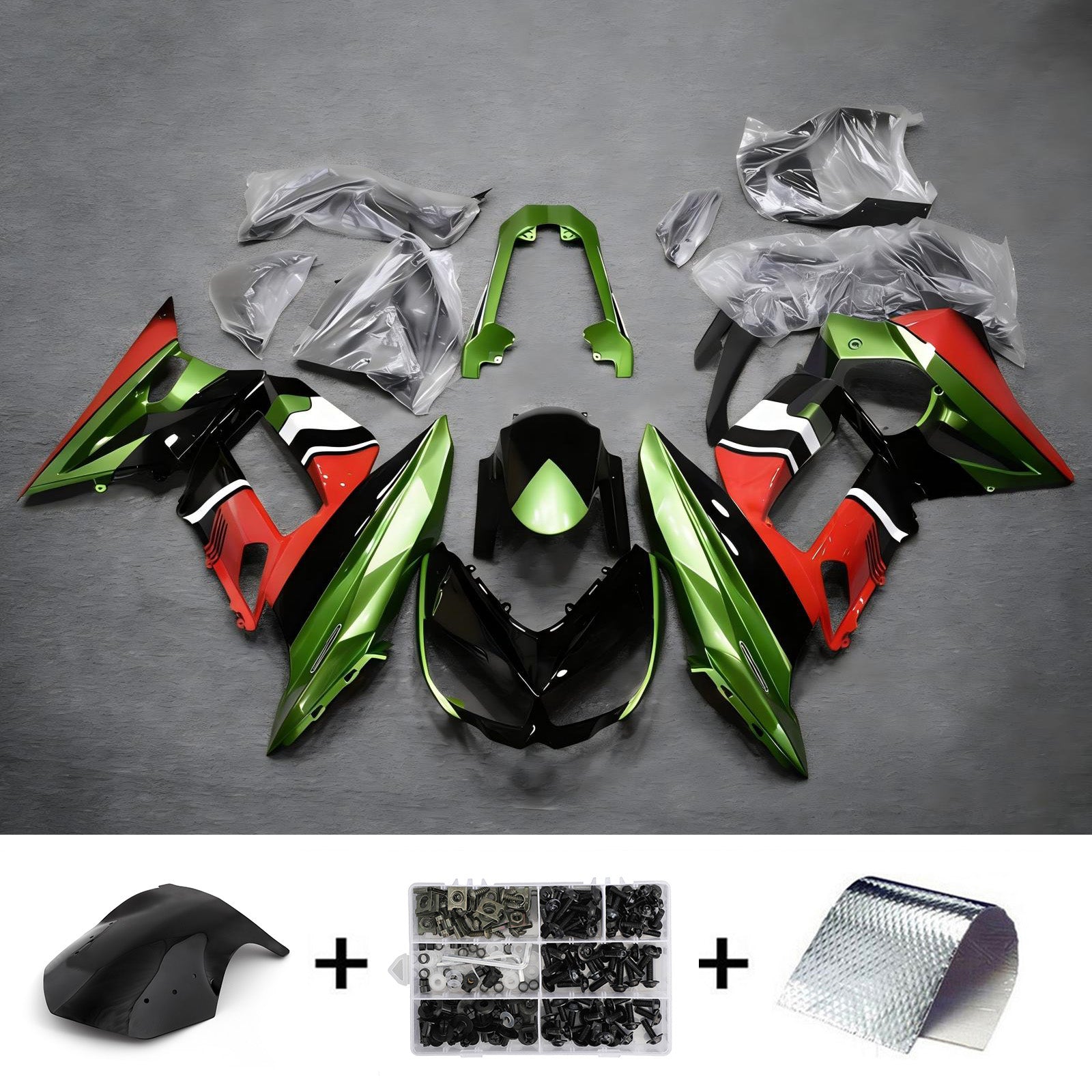 Amotopart 2010-2015 Kawasaki Z1000SX Green Red Black Fairing Kit