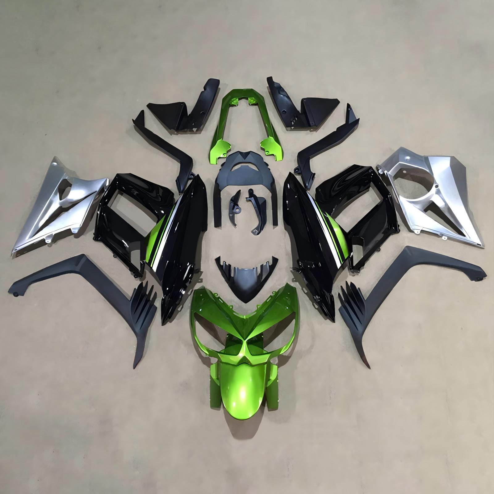 Amotopart 2010-2015 Kawasaki Z1000SX Black Green Silver Fairing Kit