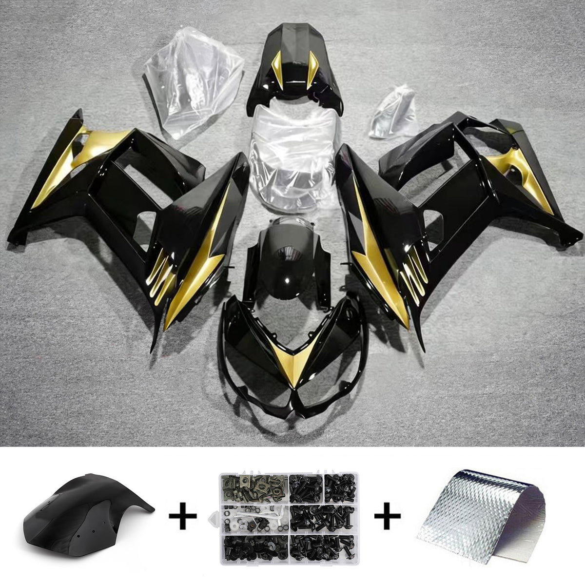 Amotopart 2010-2015 Kawasaki Z1000SX Grå Sort Guld Fairing Kit