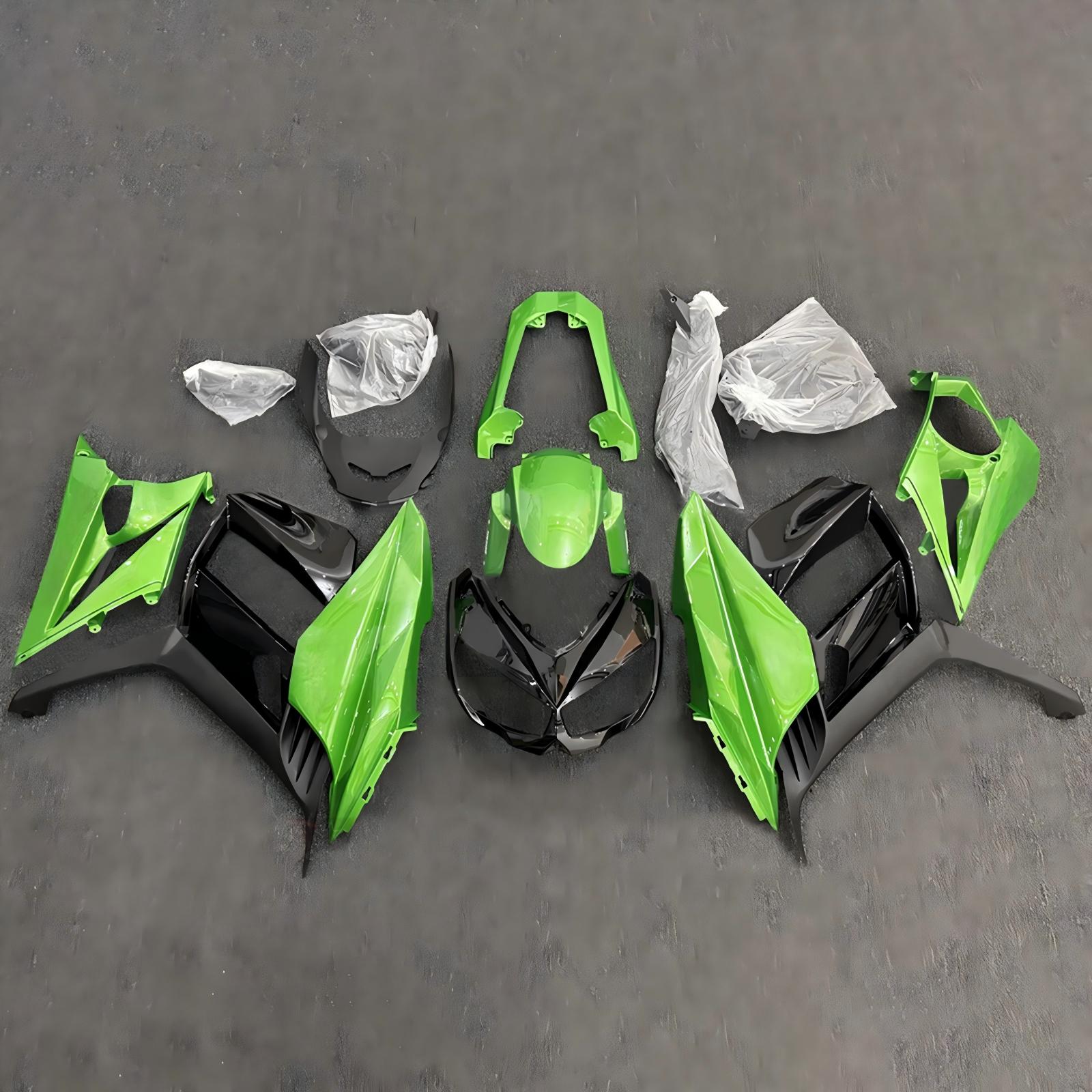 Amotopart 2010-2015 Kawasaki Z1000SX Green Black Fairing Kit