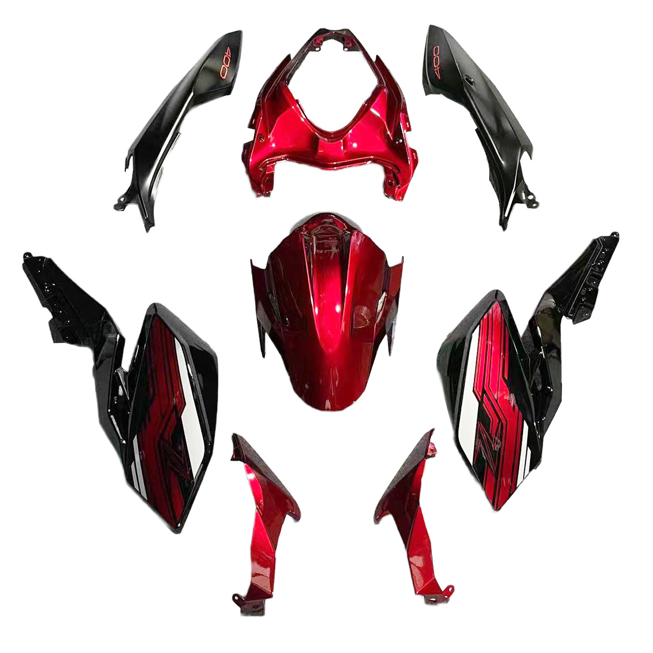 Amotopart Kawasaki 2018-2024 Z400 Red Black Fairing Kit