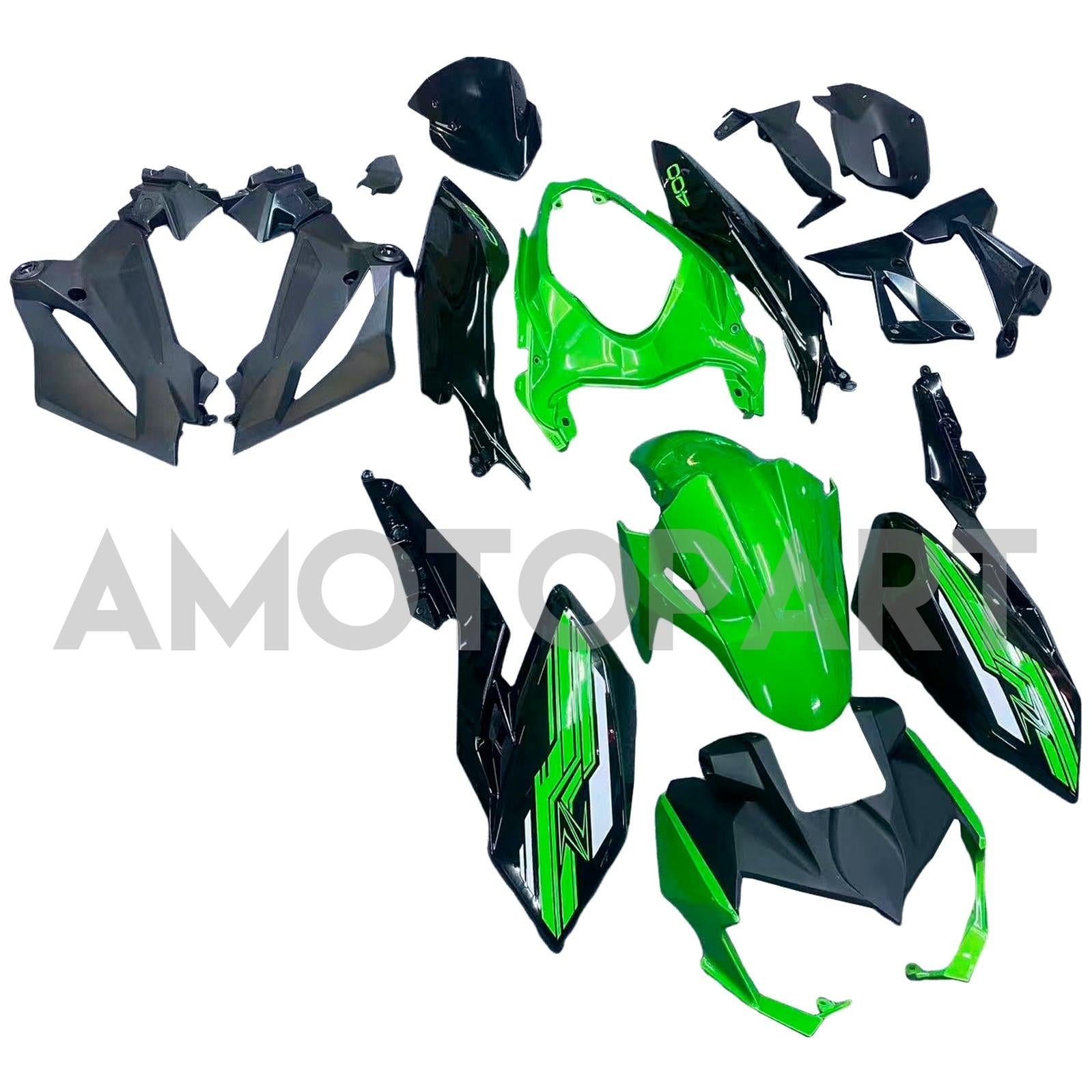 Amotopart 2018-2024 Z400 Kawasaki グリーン ブラック Style1 フェアリングキット