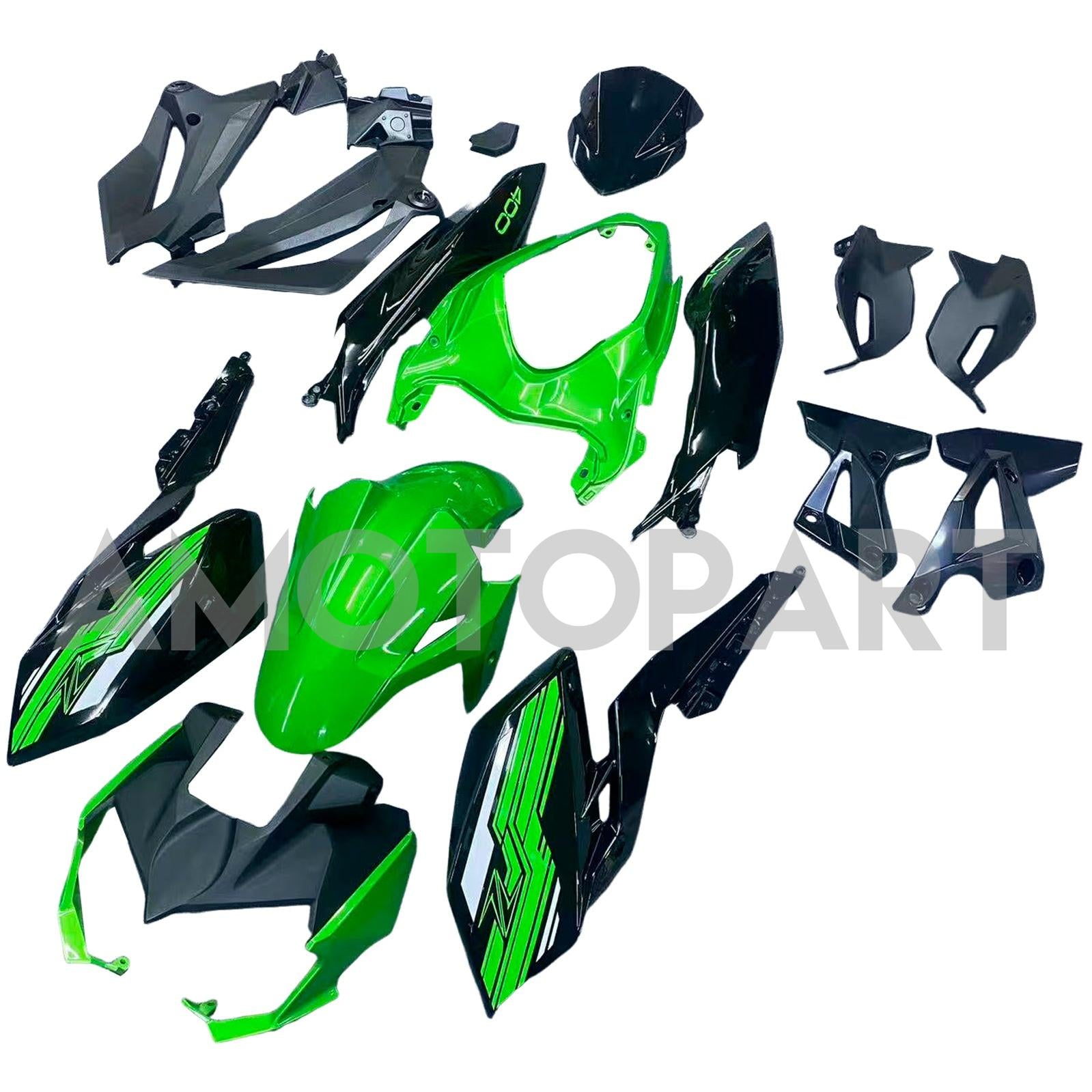 Amotopart 2018-2024 Z400 Kawasaki グリーン ブラック Style1 フェアリングキット