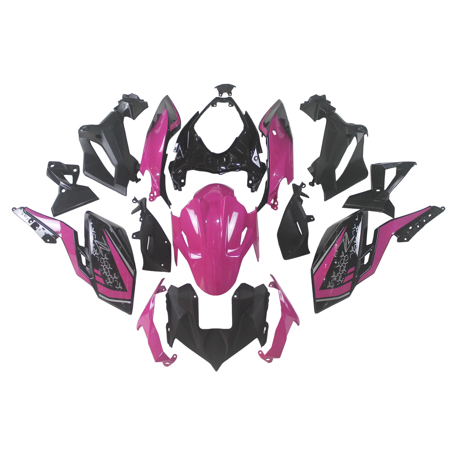 Amotopart 2018-2024 Z400 Kawasaki Black Pink Fairing Kit