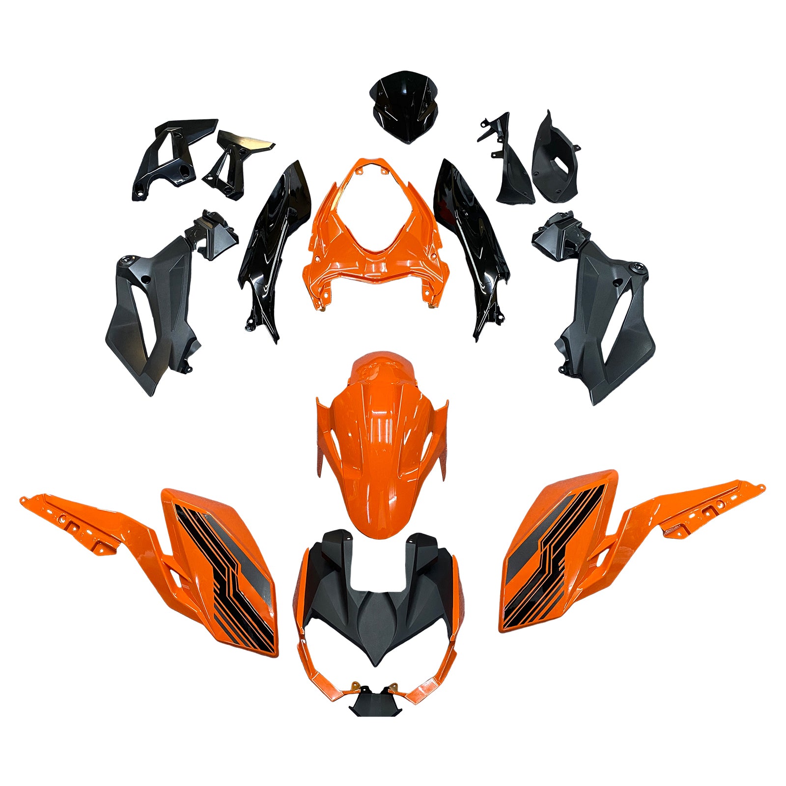 Amotopart 2018-2024 Z400 Kawasaki Black Orange Fairing Kit