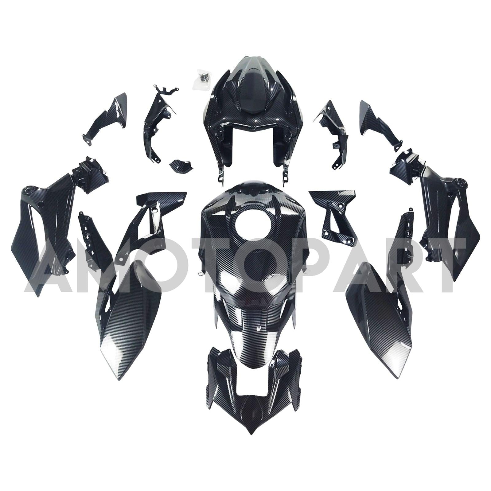 Amotopart 2018-2024 Z400 Kawasaki Carbon Fiber Black Fairing Kit