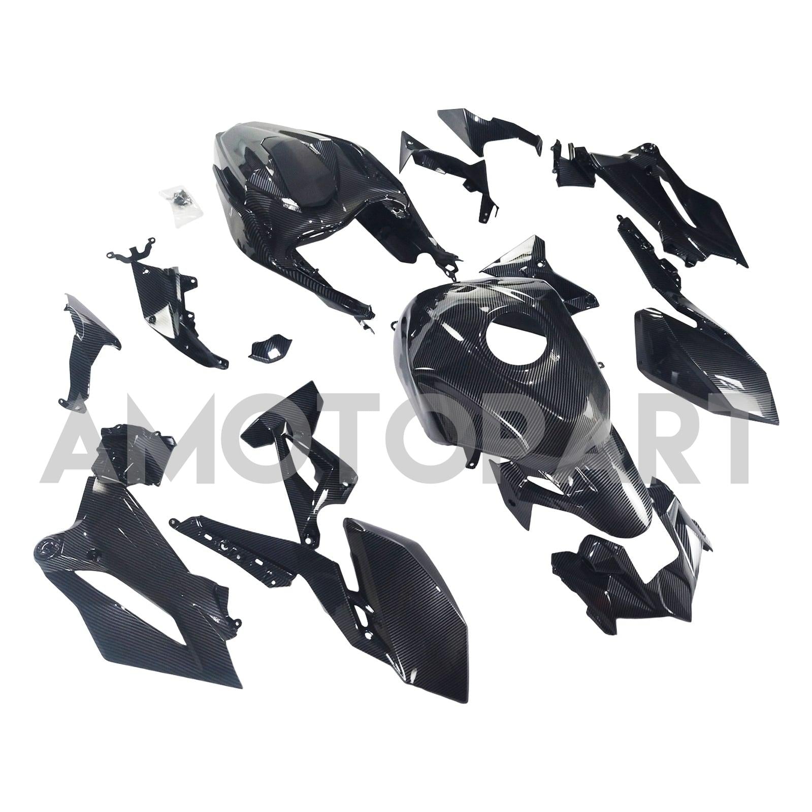 Amotopart 2018-2024 Z400 Kawasaki Carbon Fiber Black Fairing Kit