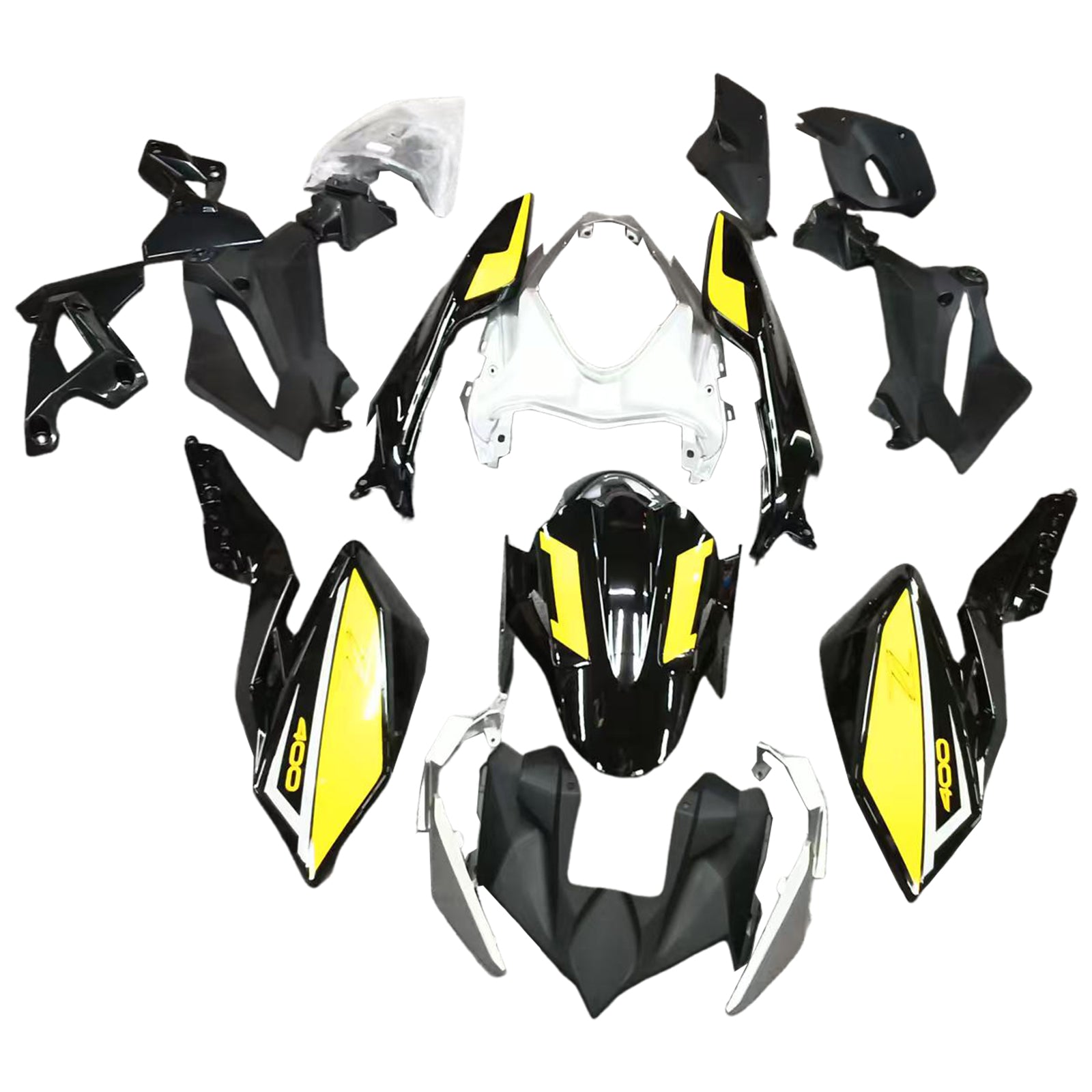 Amotopart 2018-2024 Z400 Kawasaki Black Yellow Style3 Fairing Kit