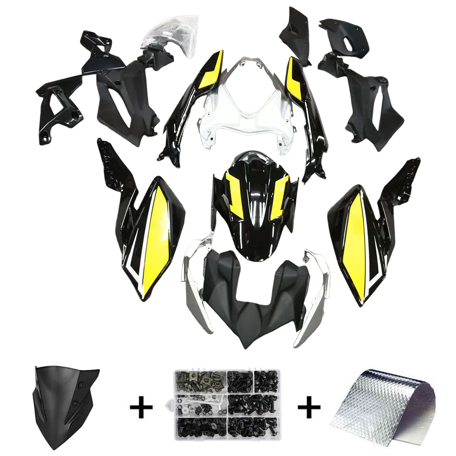 Amotopart 2018-2024 Z400 Kawasaki Black Yellow Style3 Fairing Kit